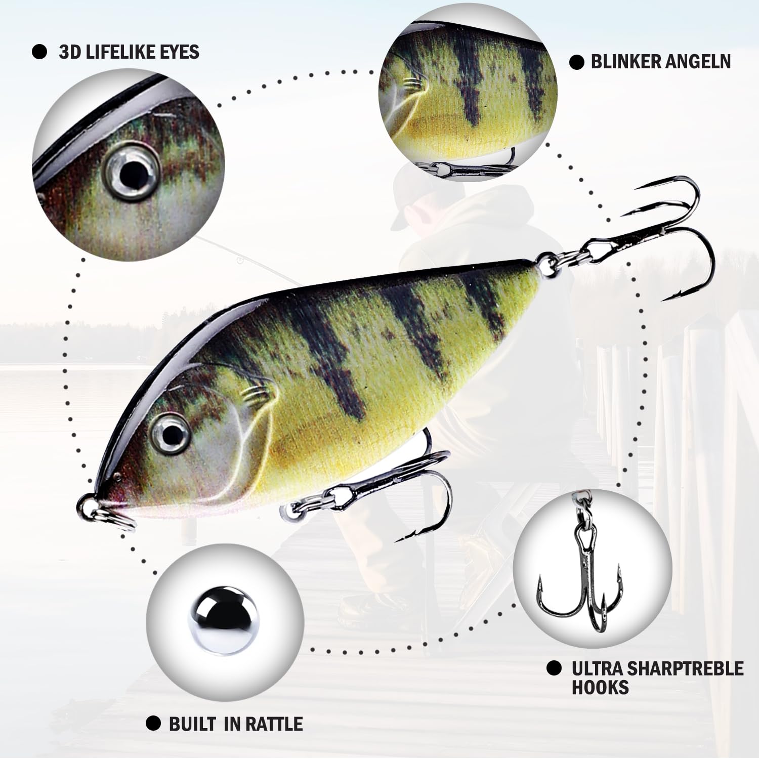 Wobbler, ta przynęta do pływania łączy w sobie funkcje Crankbait i Popper, przynęta na ryby drapieżne do wody słodkiej.