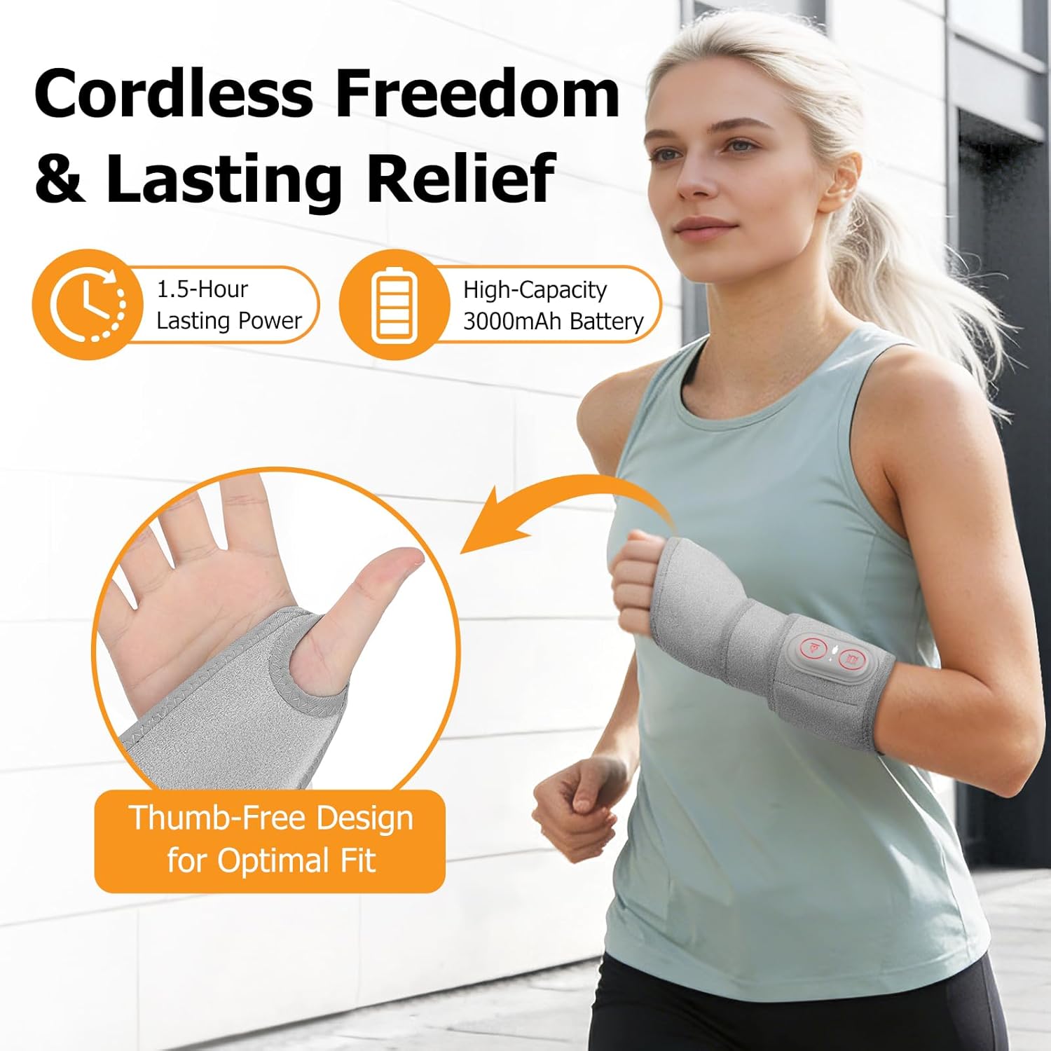 Cordless Wrist Heating Pad Massage, Wrist Massager with Heat and Red Light, Carpal Tunnel Massager, Red Light Therapy for Wrist and Hand, 660nm/850nm, Heated Wrist Wrap for Carpal Tunnel Relief