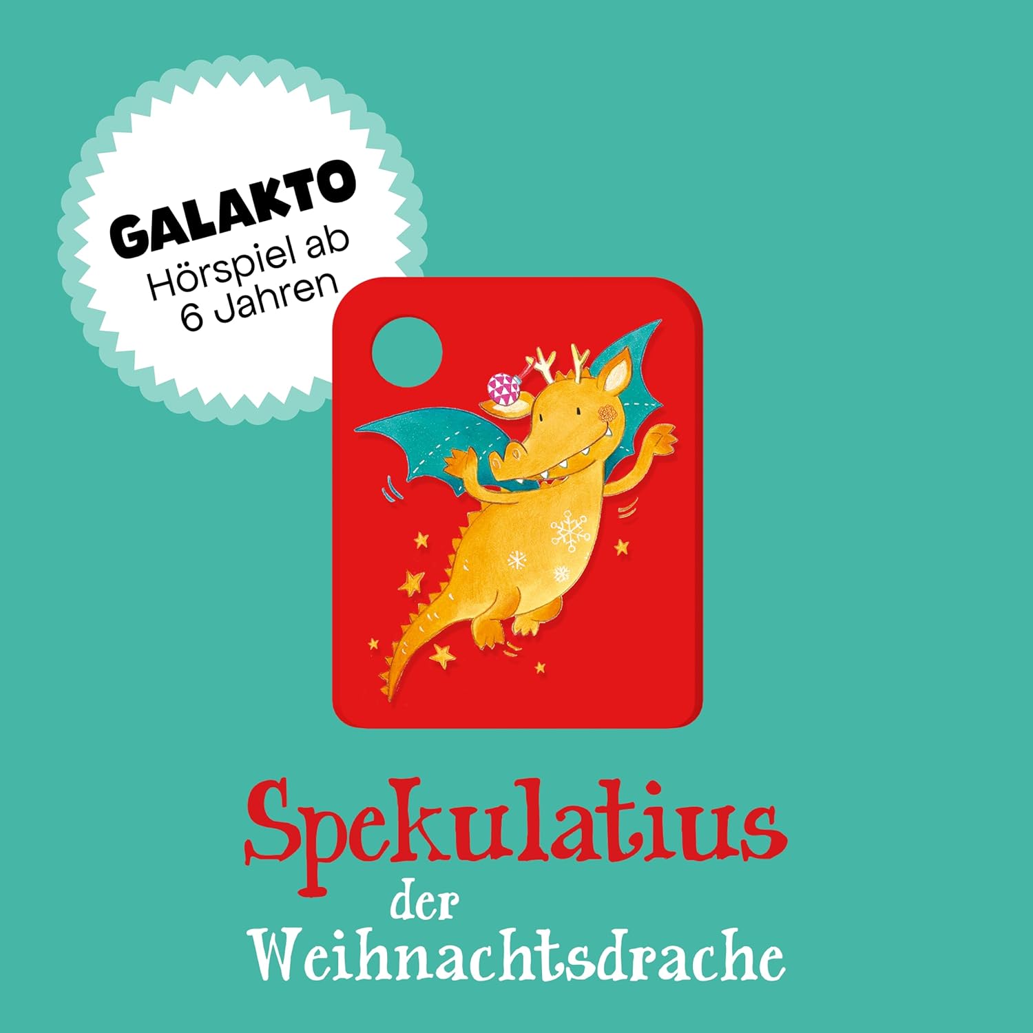 (Edel) Spekulatius Christmas Dragon Karaoke Machine, 1 Galakto Token, Red, 3.5mm Jack, Two Headphone Jacks for Shared Listening, Festive and Child-Friendly