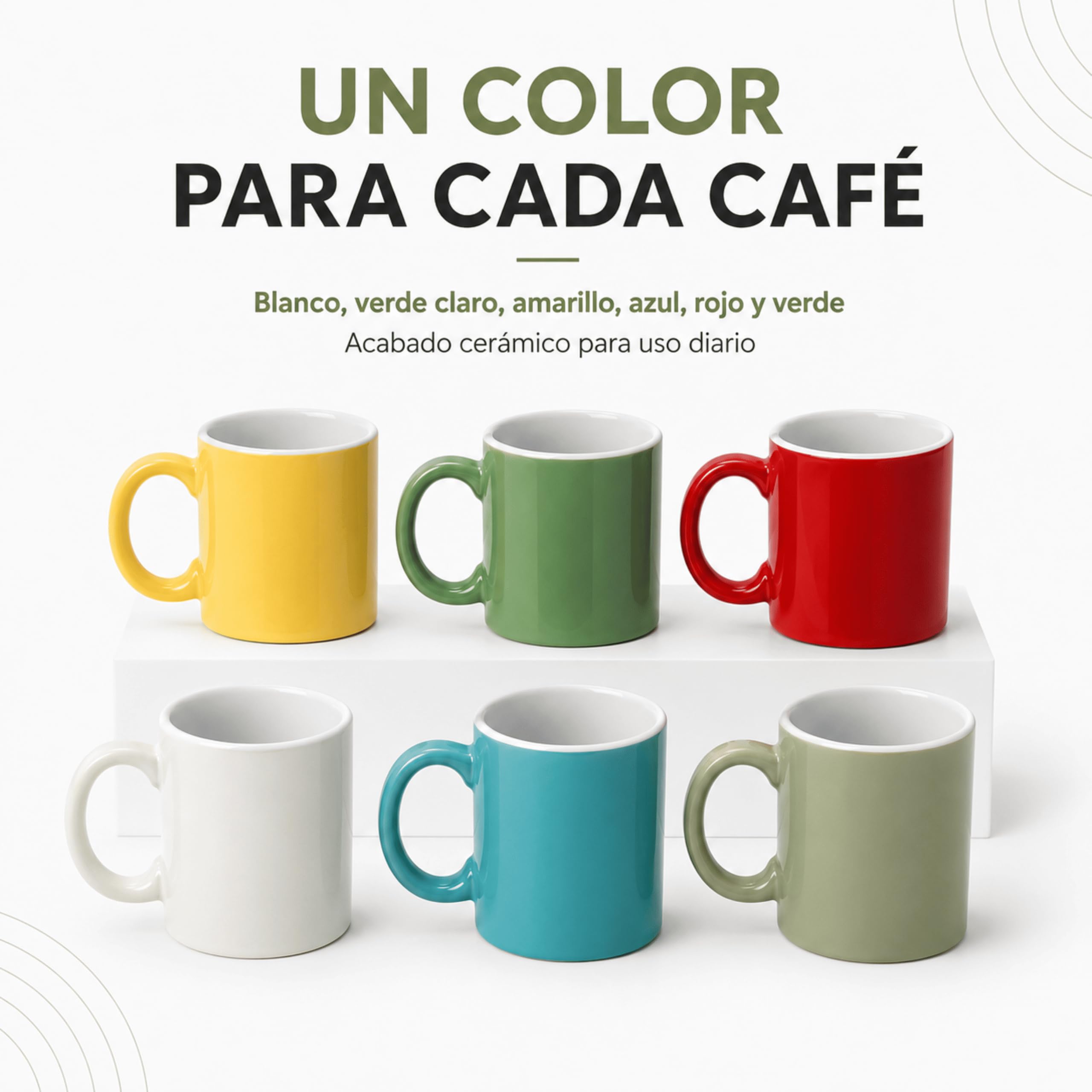 MUNTRADE Pack de 6 Tazas Espresso de Cerámica 100 ml | Juego de Tazas de Café Pequeñas Multicolor | Taza para Café Solo, Cortado y Ristretto | Para Cocina, Oficina y Regalo