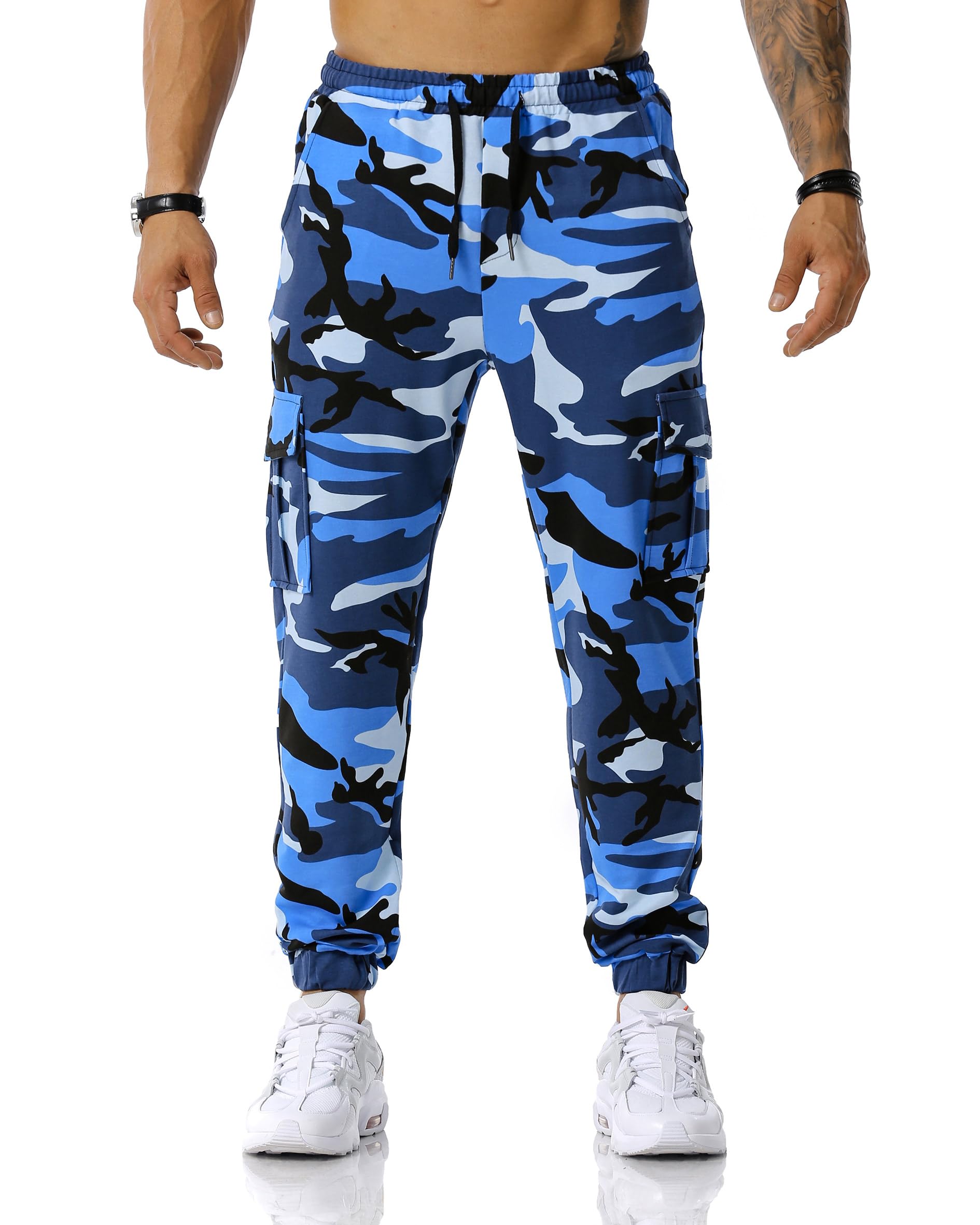 MakingDa Pantaloni della tuta da uomo Camo Gym Joggers Cargo pantaloni della tuta con coulisse multi-tasca pantaloni da corsa pantaloni da combattimento mimetici pantaloni da lavoro