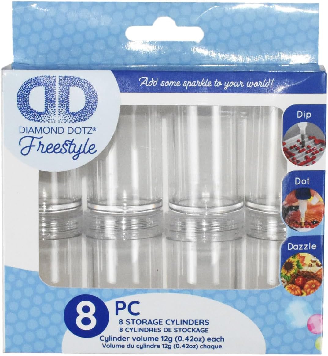 FREESTYLE EMPTY CYLINDERS 8 Pack, diamond painting storage, bead storage containers, diamond painting storage containers, diamond painting organizer