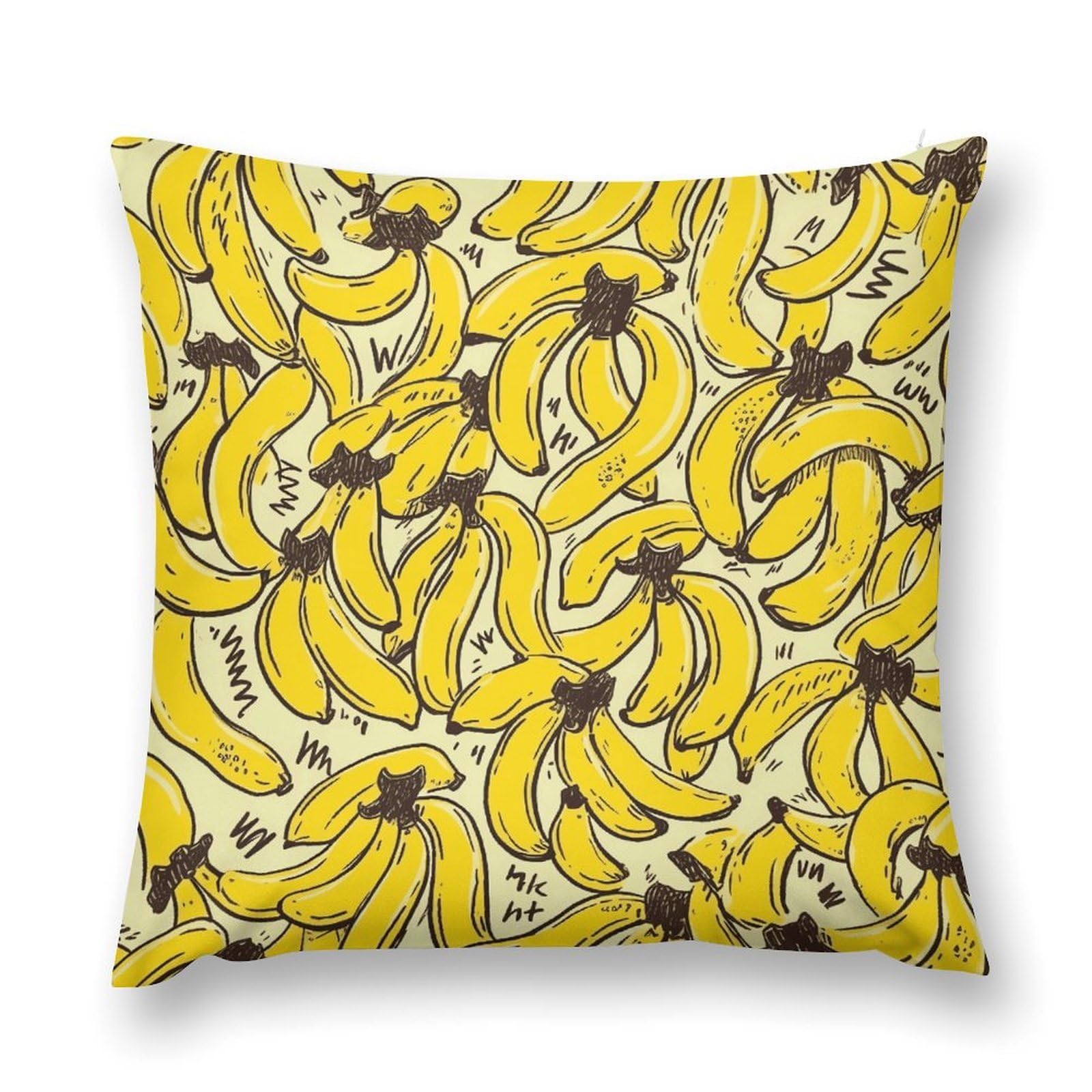 MUSM Yellow Banana Throw Pillow Cover 24 "x24 Wrinkle&Fade Resistant Cozy Soft Plush Pillow Case Protector Double-Sided Personalized Pillowcase Pillow Shams Cushion Cover for Home
