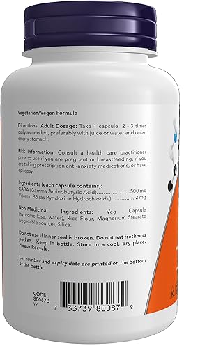 Miniatura 3 de Now GABA 500 mg, 100 cápsulas vegetales (paquete de 2)