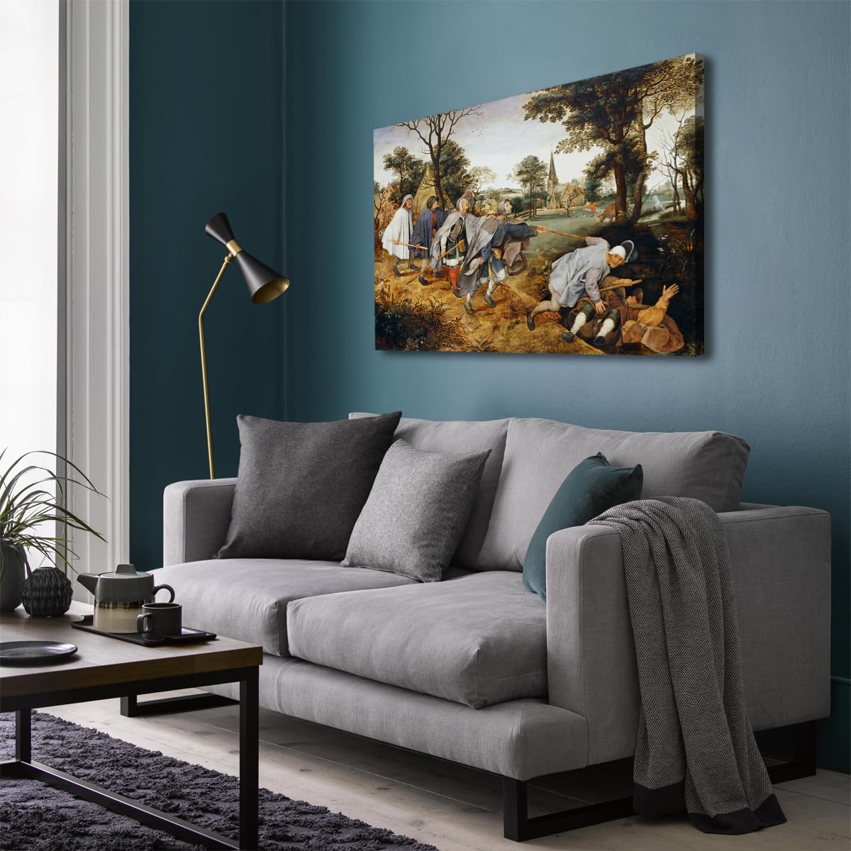 Stampe su tela rinascimentali Il cieco che guida il cieco di Pieter Bruegel il Vecchio Poster d'arte della parete per soggiorno Ufficio Corridoio Decorazione della parete 85x120cm Innerframe