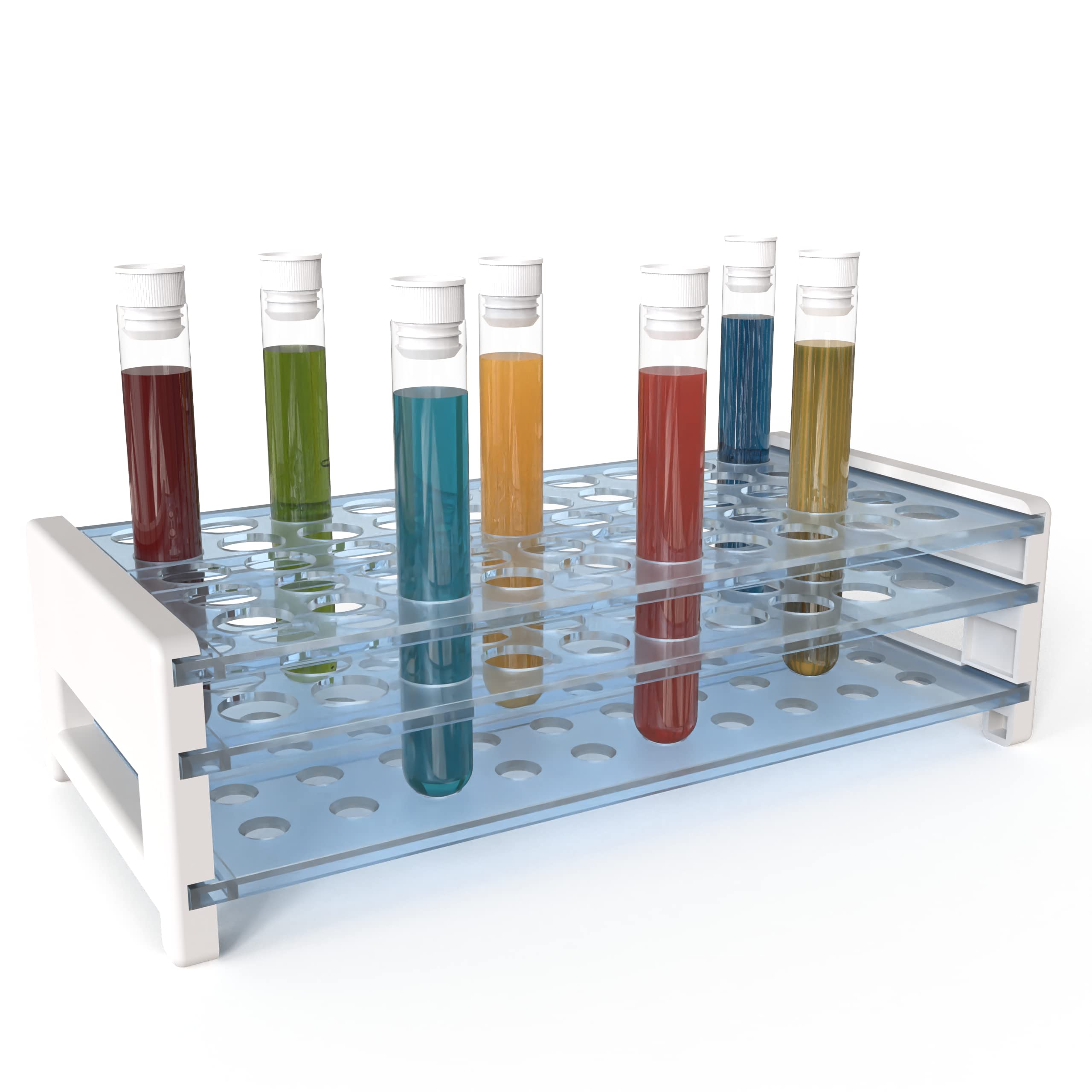 Joyclub 50pcs Test Tubes with Rack, 12x100 (8ml) Clear Test Tubes with Lids and Holder for Scientific Experiments, Halloween, Christmas, Scientific Themed Kids Party Supplies, Candy Storage