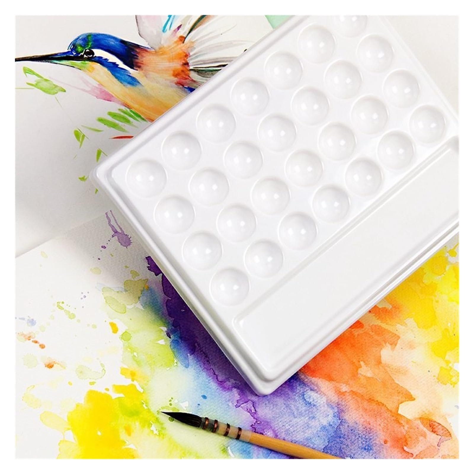 Paleta de Pintura para cerámica Paleta de Pintura artística Rectangular cerámica imitación, Paleta Acuarela vacía for, al óleo acrílica Gouache(20.7 * 15cm)
