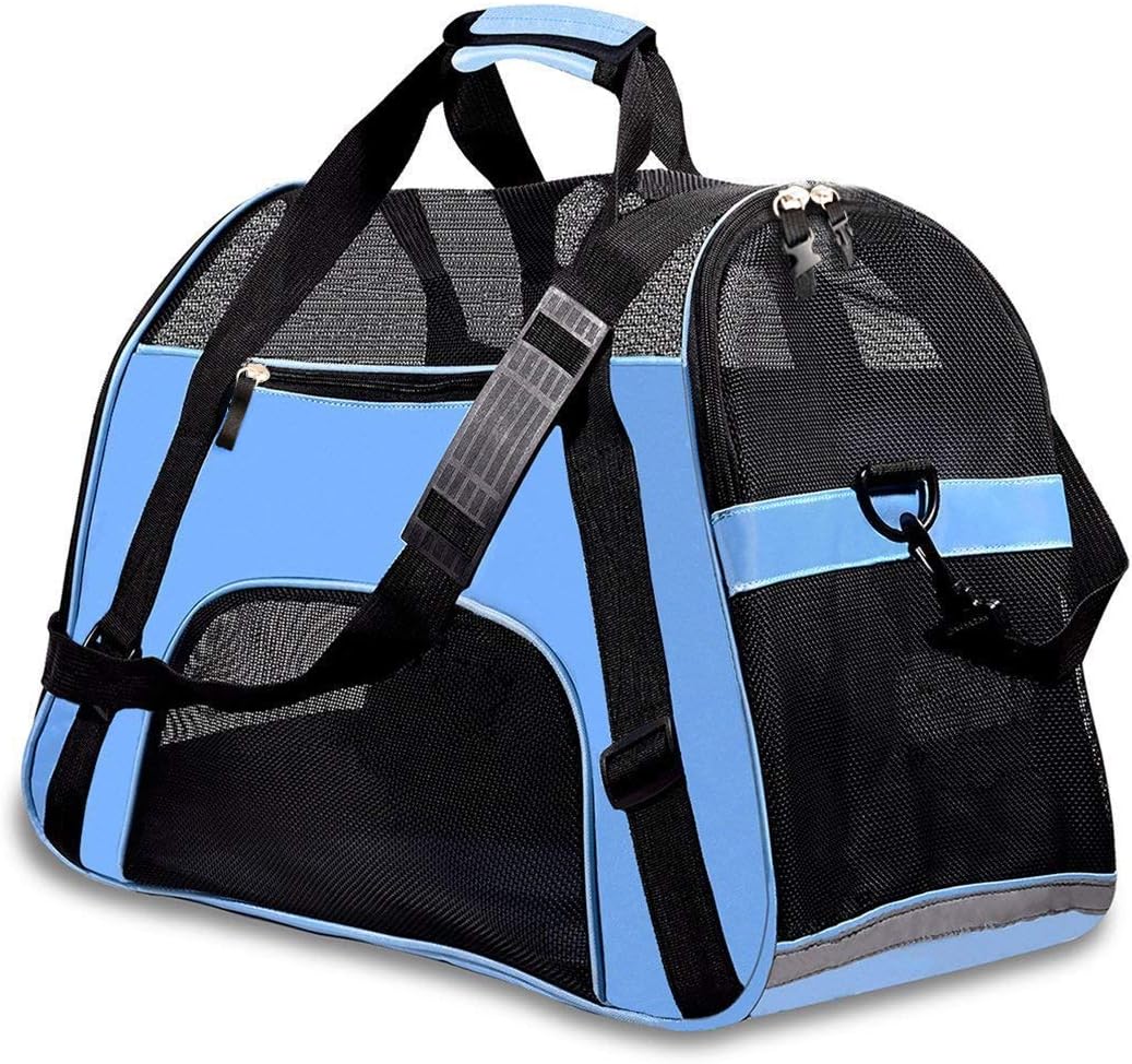 PPOGOO Large Pet Travel Carriers 20.9x10.2x12.6 22lb(10KG) Soft Sided Portable Bags Dogs Cats Airline Approved Dog Carrier,Upgraded Version