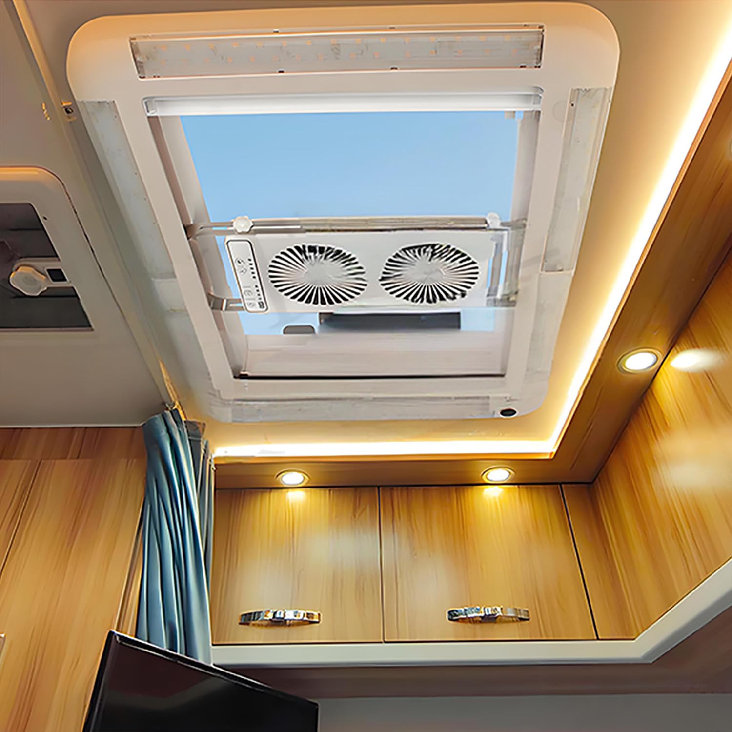 Claraboya para ventana de techo de autocaravana con parasol y mosquitera de 500 x 700 mm, 700 x 500 mm El parasol reflectante integrado reduce el calor, garantiza la privacidad, 70° White-700*500mm