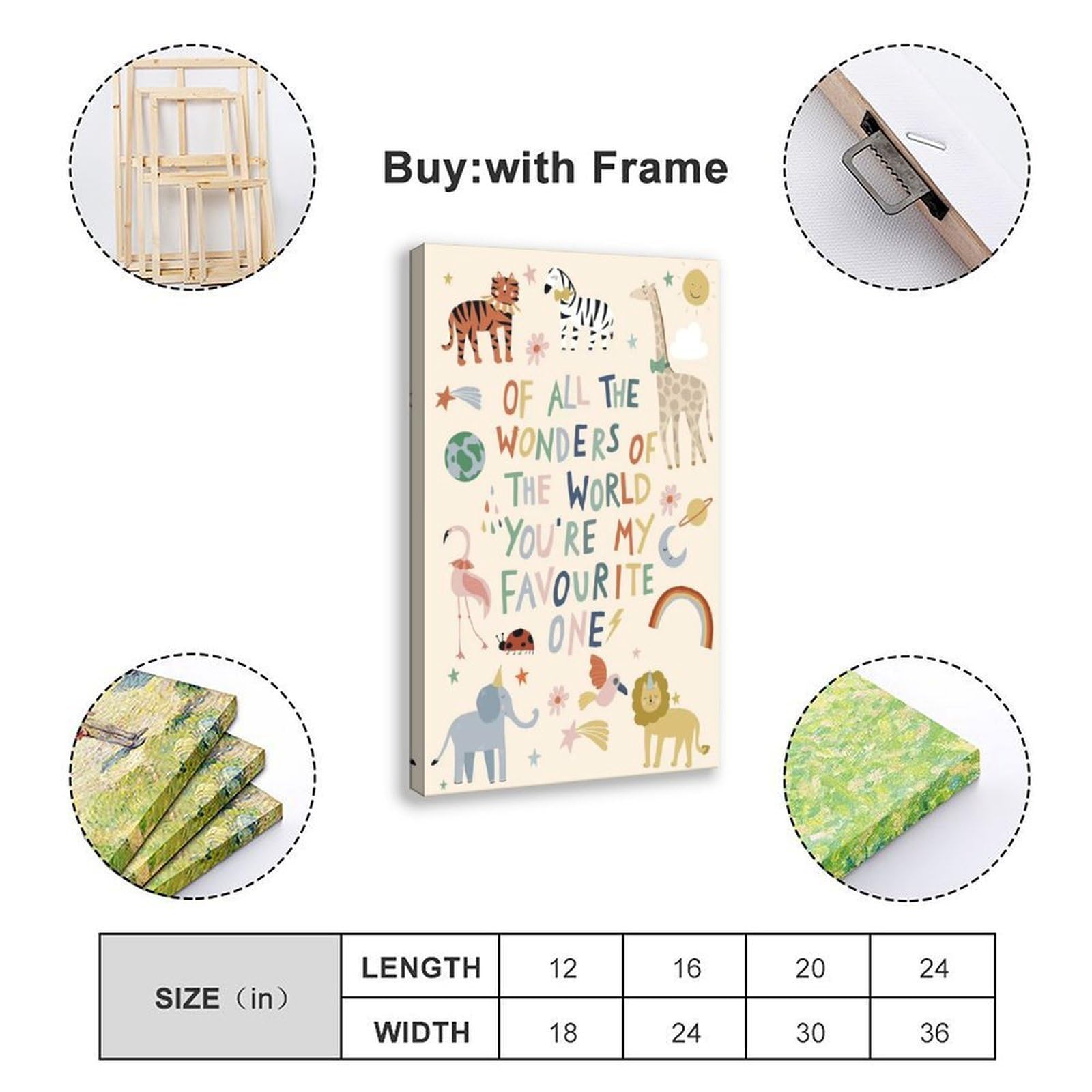 Poster sur toile avec motifs de l'alphabet de A à Z - Thème éducatif - Décoration de chambre à coucher, bureau, chambre - Cadeau - 40 x 60 cm