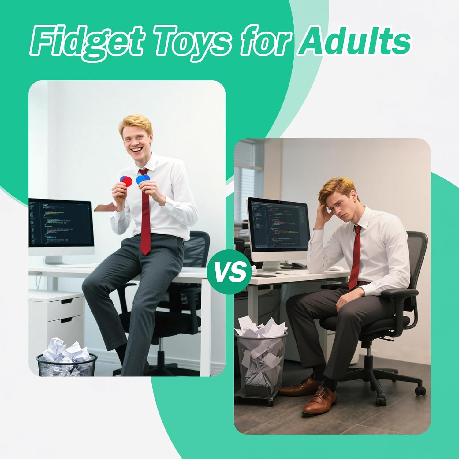 BUSOHA Fidget Toys Adults - 6 Pack Silicone Fidget Slider Relieve Anxiety for Classroom Office Desk 2 in 1 Sensory Travel Toys for Calming,Stress,Autism and ADHD,Gifts for Adults Men Women