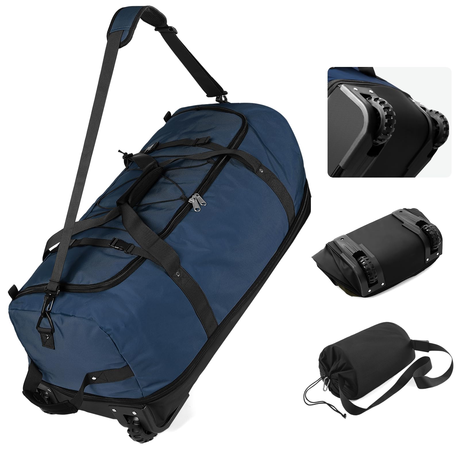 Vomgomfom Soft-Sided Reisetasche 110L (erweiterbar Auf 140L) – Mit Rädern, Wasserdicht, Zusammenklappbar