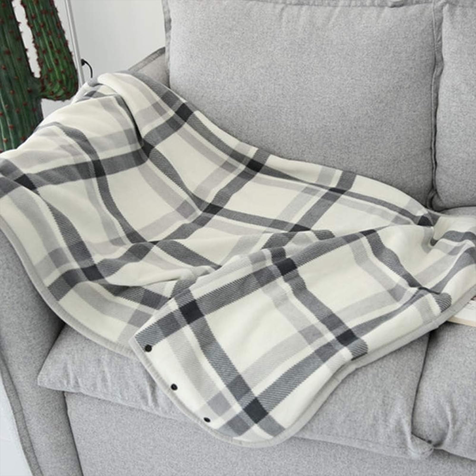 Manta para silla de ruedas, cubierta cálida de invierno, chal grueso, calentador de piernas con capucha, manta de invierno a cuadros para silla de ruedas, accesorio para silla de ruedas