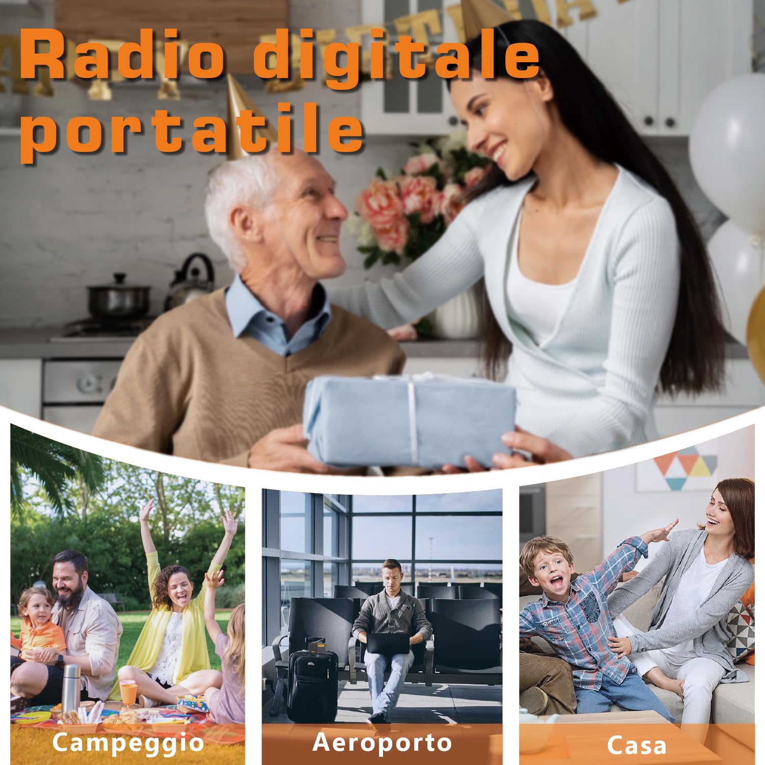 XHDATA D-808 Radio digitale portatile FM Stereo SW MW LW SSB RDS Air Band Multi Band con ATS, display LCD, nero