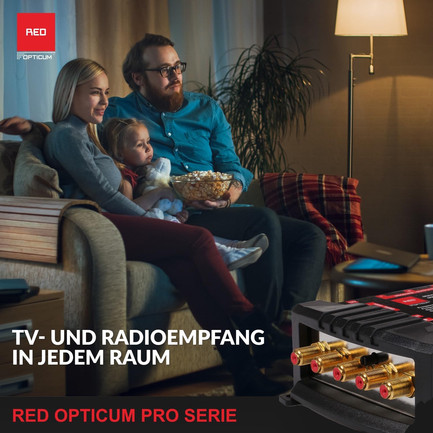 RED OPTICUM OMS 5/8 Pro TRQ Multiswitch pour recevoir Une Position Satellite jusqu'à 8 participants/Contacts plaqués Or/4K, 3D, UHD adapté/Quattro et Quad LNB adaptés 2084