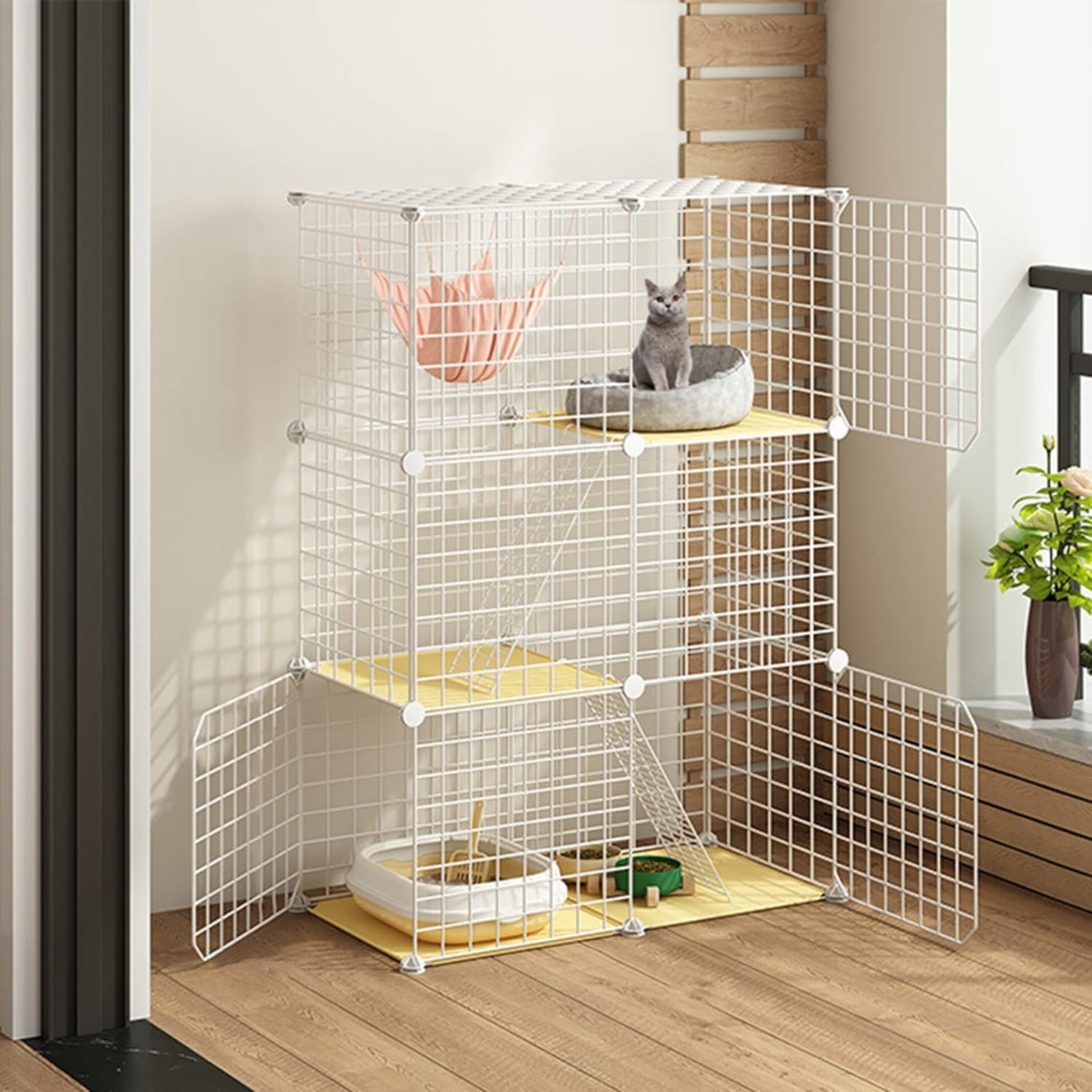 Jaulas para gatos, jaulas grandes para gatos de interior, transportín rígido para gatos, jaulas plegables para gatos, jaula para gatos de exterior, parque infantil para gatos (tamaño: 75 cm x 39