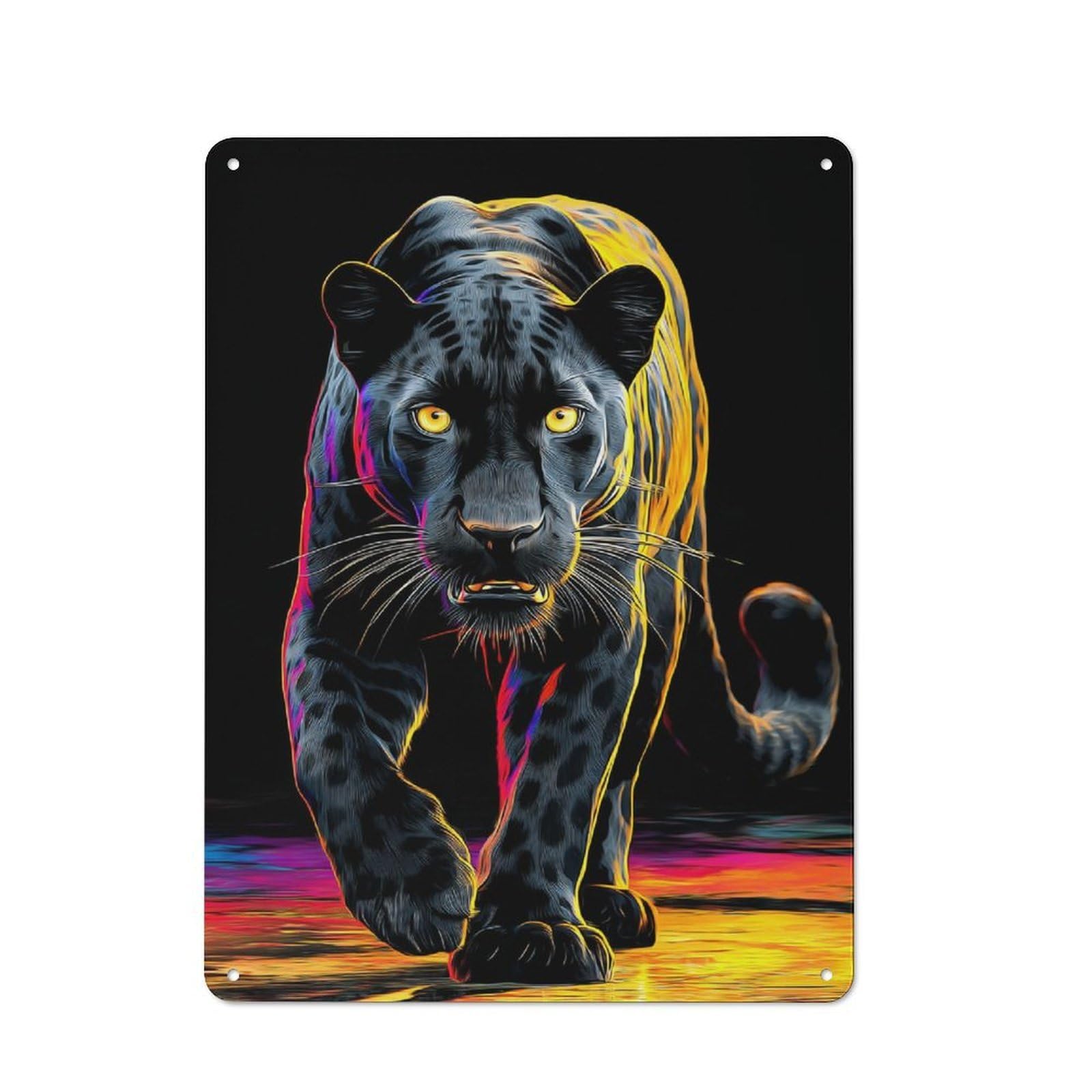 Junmoney Neon Panther Stroll -4 Vintage Metal Wall Sign 40X30cm For Hobby Room Or Studio, For Hobby Room Decor Fans