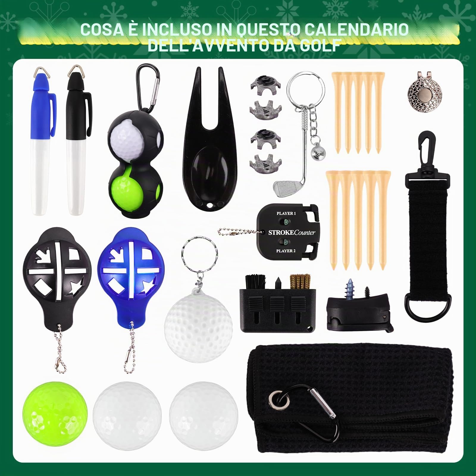Calendario dell'Avvento da golf, da uomo, 2025 – 24 giorni, con accessori da golf, palline da golf, marito o fidanzato
