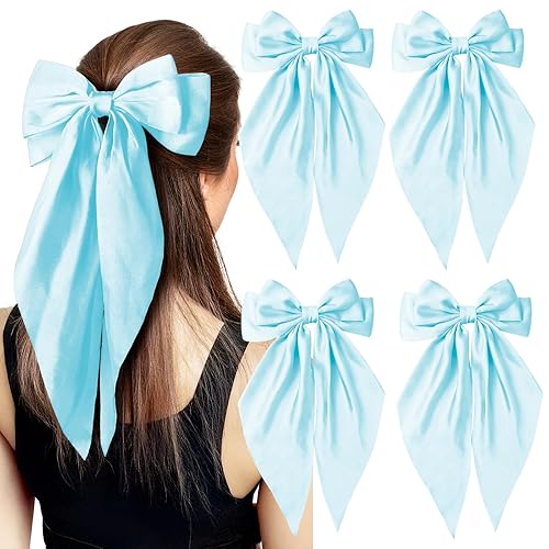 EIOAUY Big Bows - Pinzas para el cabello para mujer, con lazo de cola larga, horquilla de satén suave y sedoso, horquilla de metal, pasadores