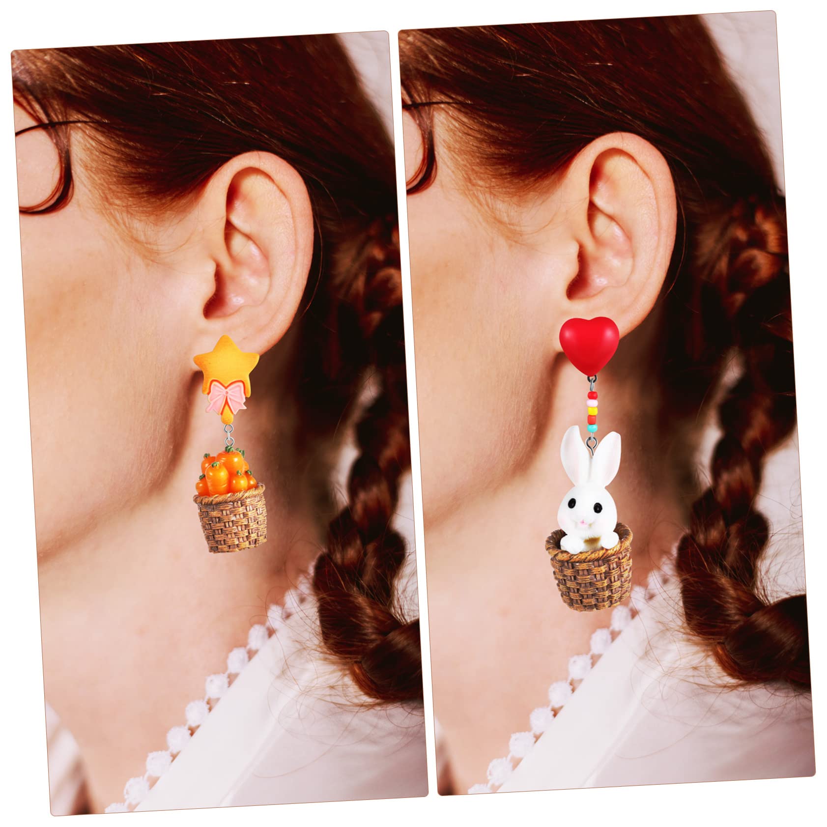 4 Pairs Pendant for Women Dangle Easter Bunny Rabbit Earrings Miss Fashion