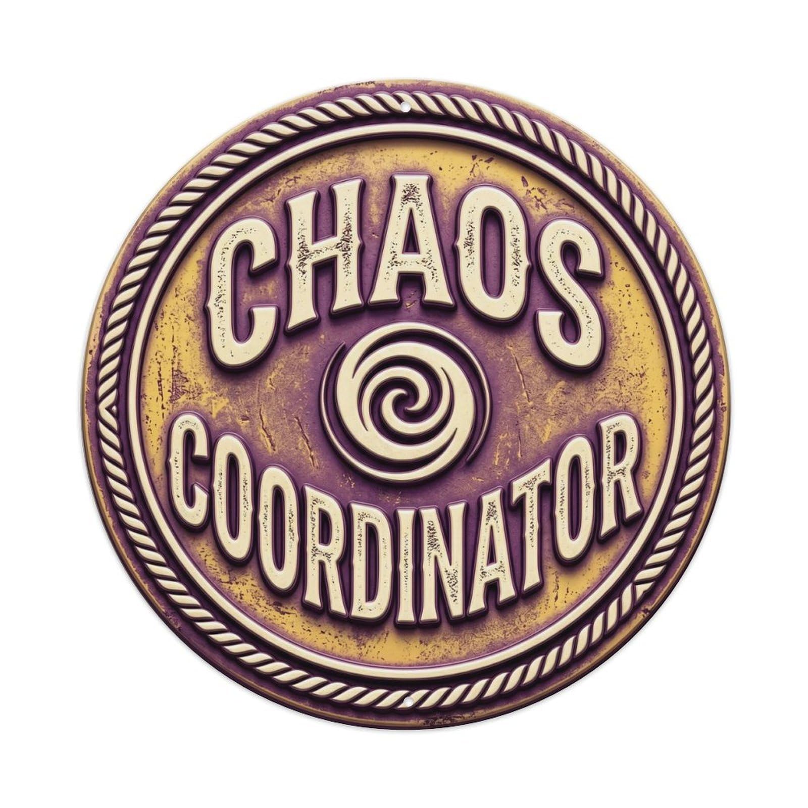 Cwbufd Vintage Style Chaos Coordinator Nostalgic Living Ornament Retro Slogans Vintage Metal Tin Sign Plaque Wall Decor For Cafe, Club Bar, Office, Garden Metal Poster 8X8inch