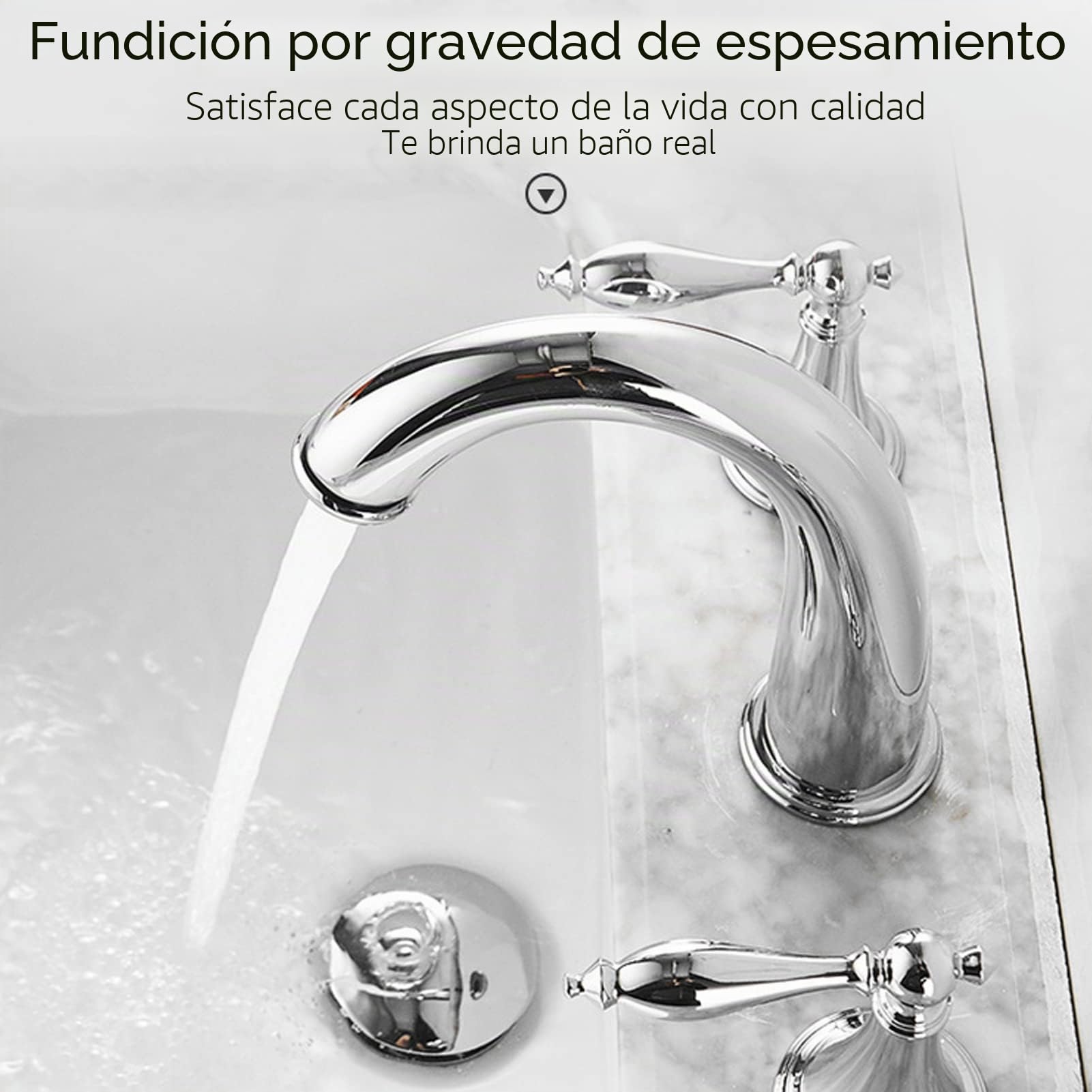 Grifo de Lavabo, Grifo Mezclador de Lavabo Vintage de 3 Agujeros con Doble Manija, Cobre Completo para Agua Fría y Caliente, Fácil Instalación y Resistente para Baño, Cocina, Hotel