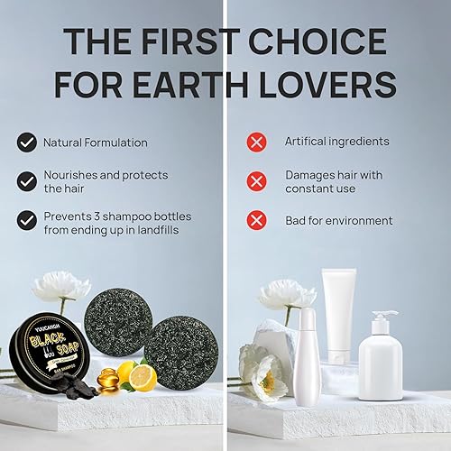 Miniatura 3 de Barra de champú de aceites esenciales de menta de palma, hecha con agua de arroz para el crecimiento del cabello, champú hecho a mano sin sulfato de