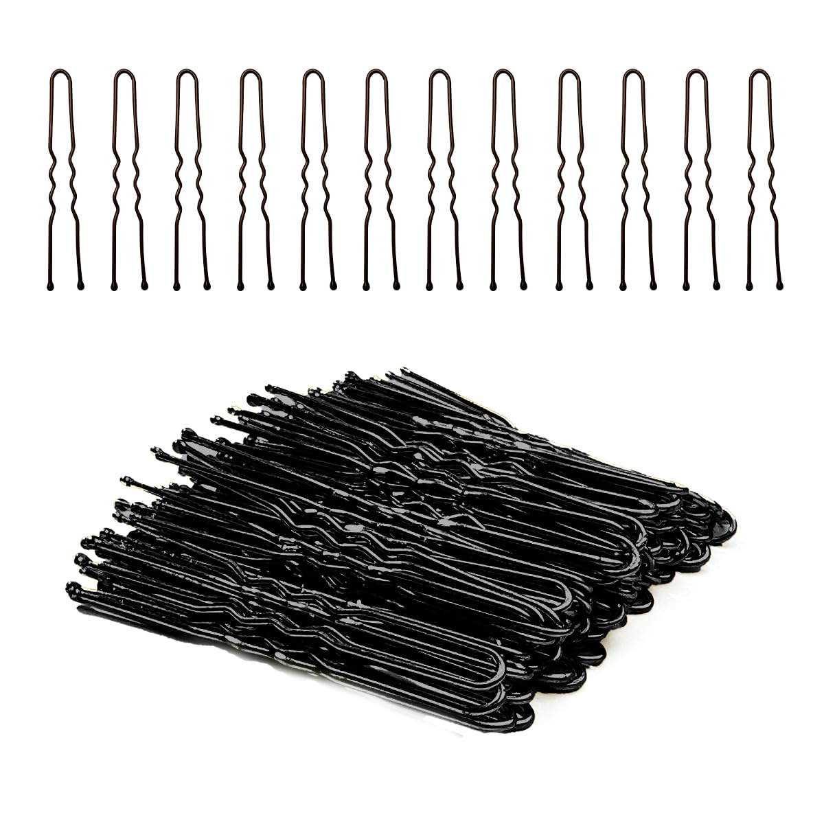 Biribila 60 Black U-Shaped Hair Pins for Buns – 6 CM Long Bun Pins for Women Hair Styling - Perfect Hair Clips & Hair Grips for All Types