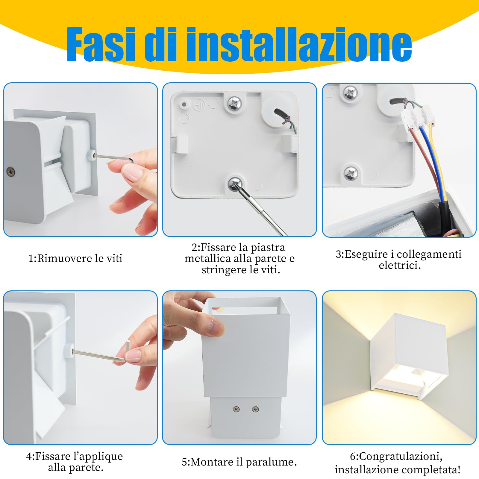 Voltix 2 Pezzi Applique da Parete LED per Esterno e Interno, Lampada da Parete Moderna Nero 12W, IP65 Impermeabile, Fascio Luminoso Regolabile, Design Cubo Quadrato per Muro (3000K – Luce Calda)