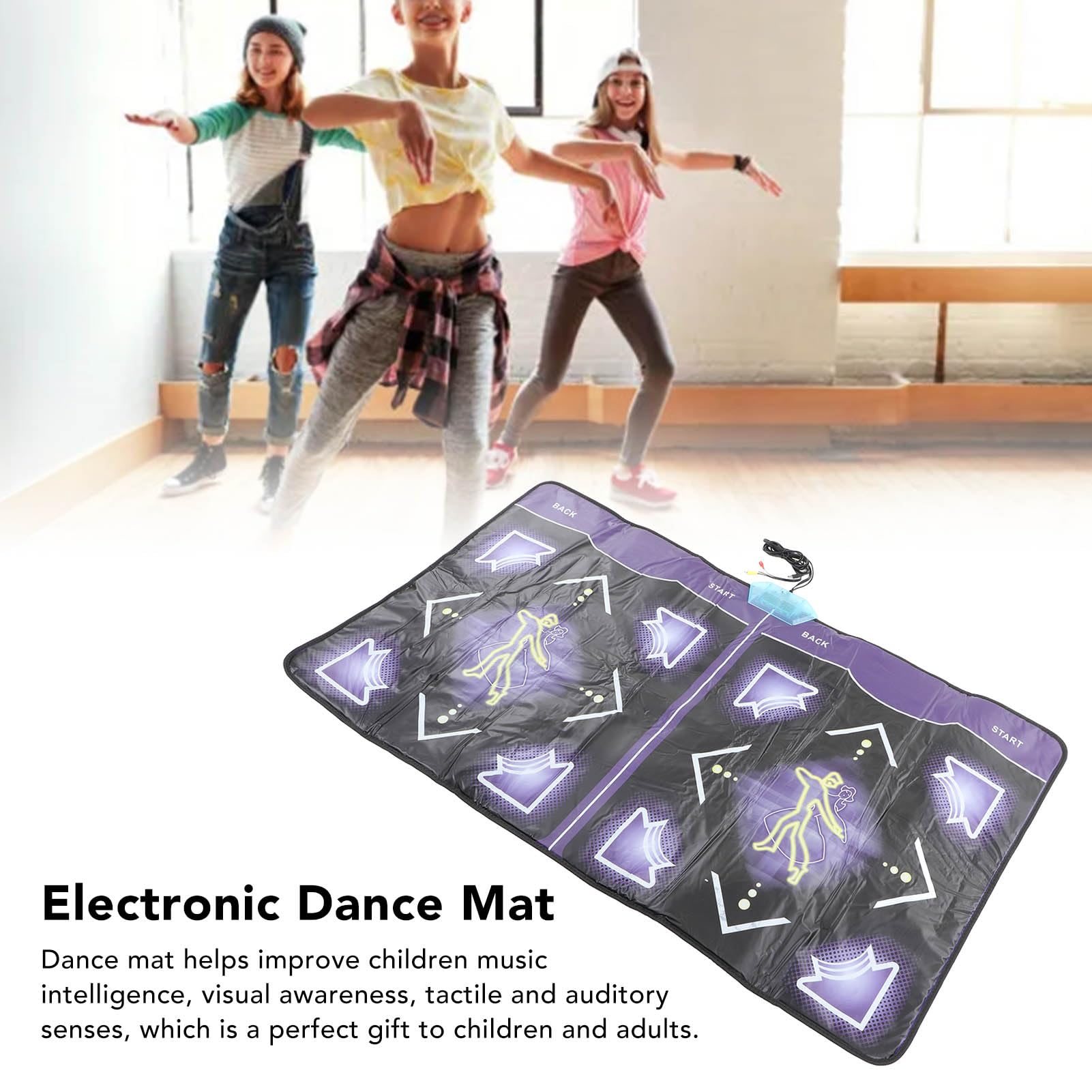 Tappetino da Ballo Wireless HD Doppio Utente Tappetino Fitness Antiscivolo Telecomando Esercizio per Bambini Adulti
