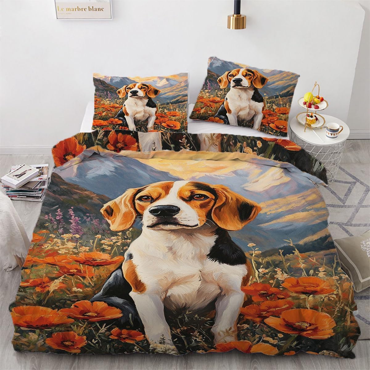 Ndxrwdzr Beagle Double Duvet Cover Set Duvet Cover With Zipper Closure Bedding For Aldults Kids Soft Hypoallergenic Microfiber Quilt Cover 200X200 Cm + 2 Pillowcases 50X75 Cm