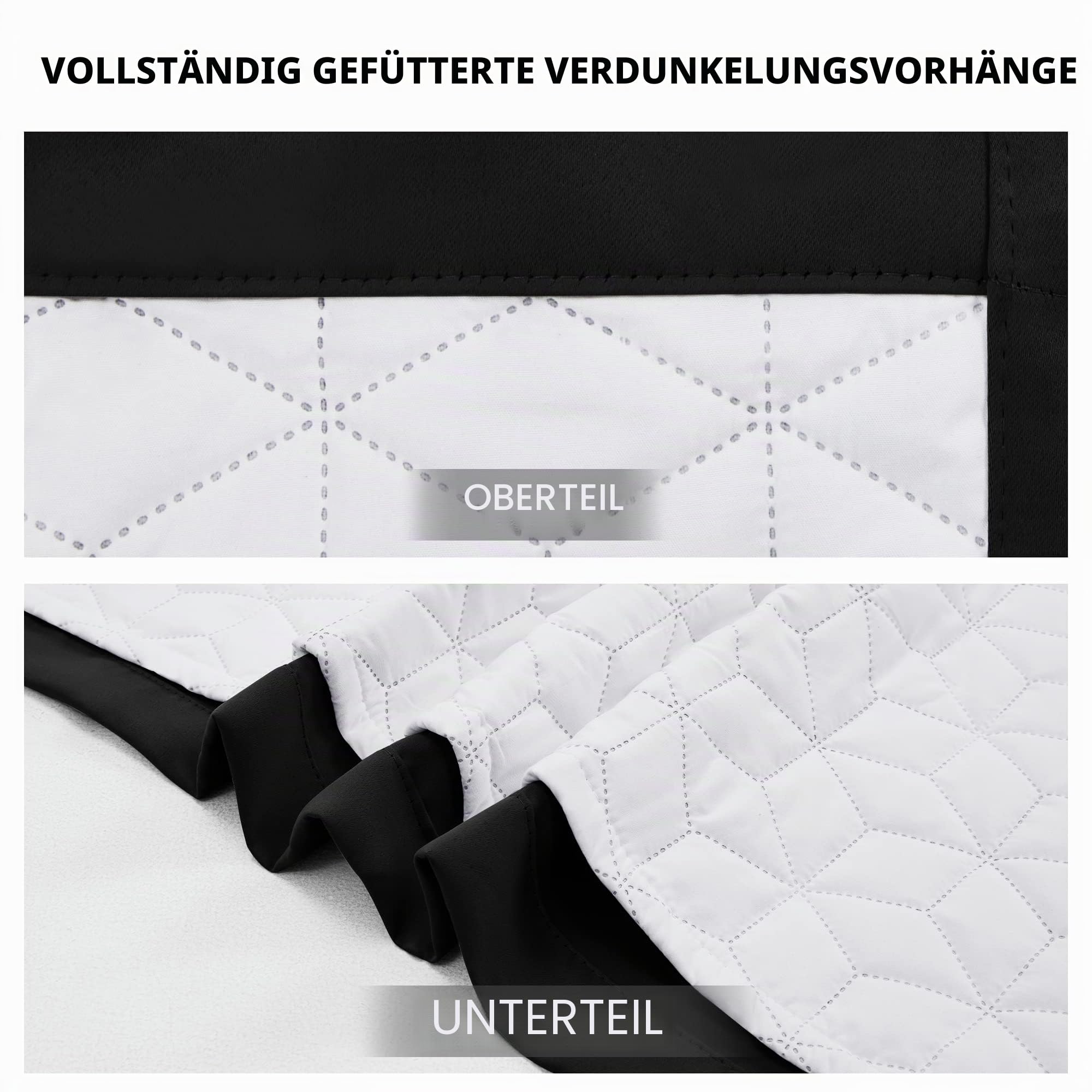 Deconovo Thermovorhang Kälteschutz, Gardinen mit Ösen gegen Kälte, Wärmeisolierend Vorhang Verdunkelung Wohnzimmer, 214x132cm(HöhexBreite), Schwarz, 1 Stück