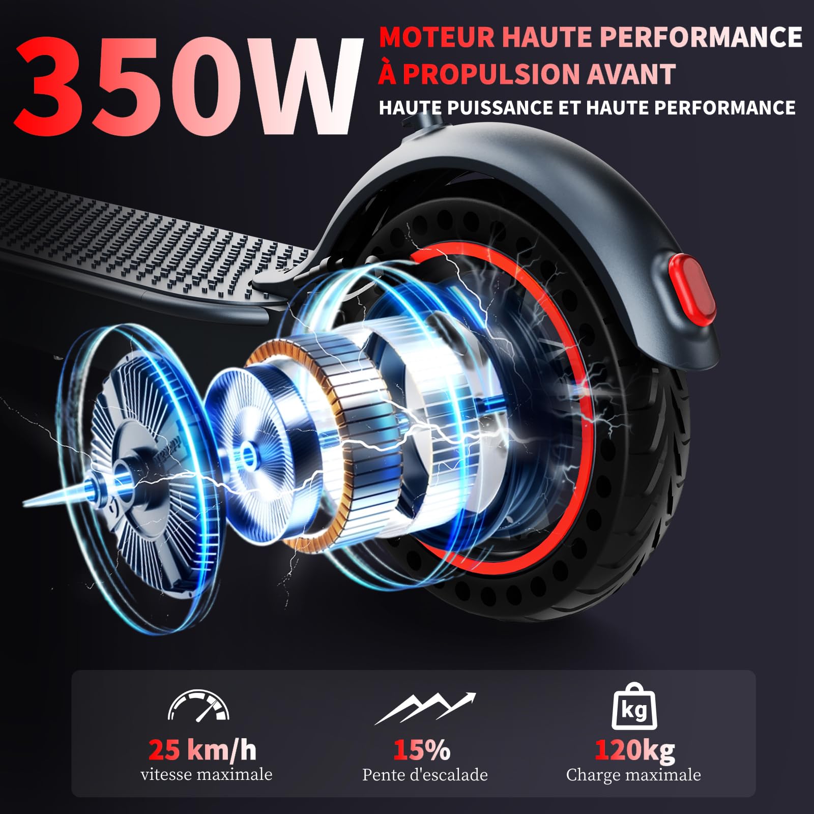 QnQ Monopattino elettrico, Monopattino elettrico da 8,5", Autonomia 25-30 km, Pneumatici a Nido d'ape Antipuntura, Controllo tramite APP e Display LED, Batteria 36V 7.8Ah, Motore 500W, Porta