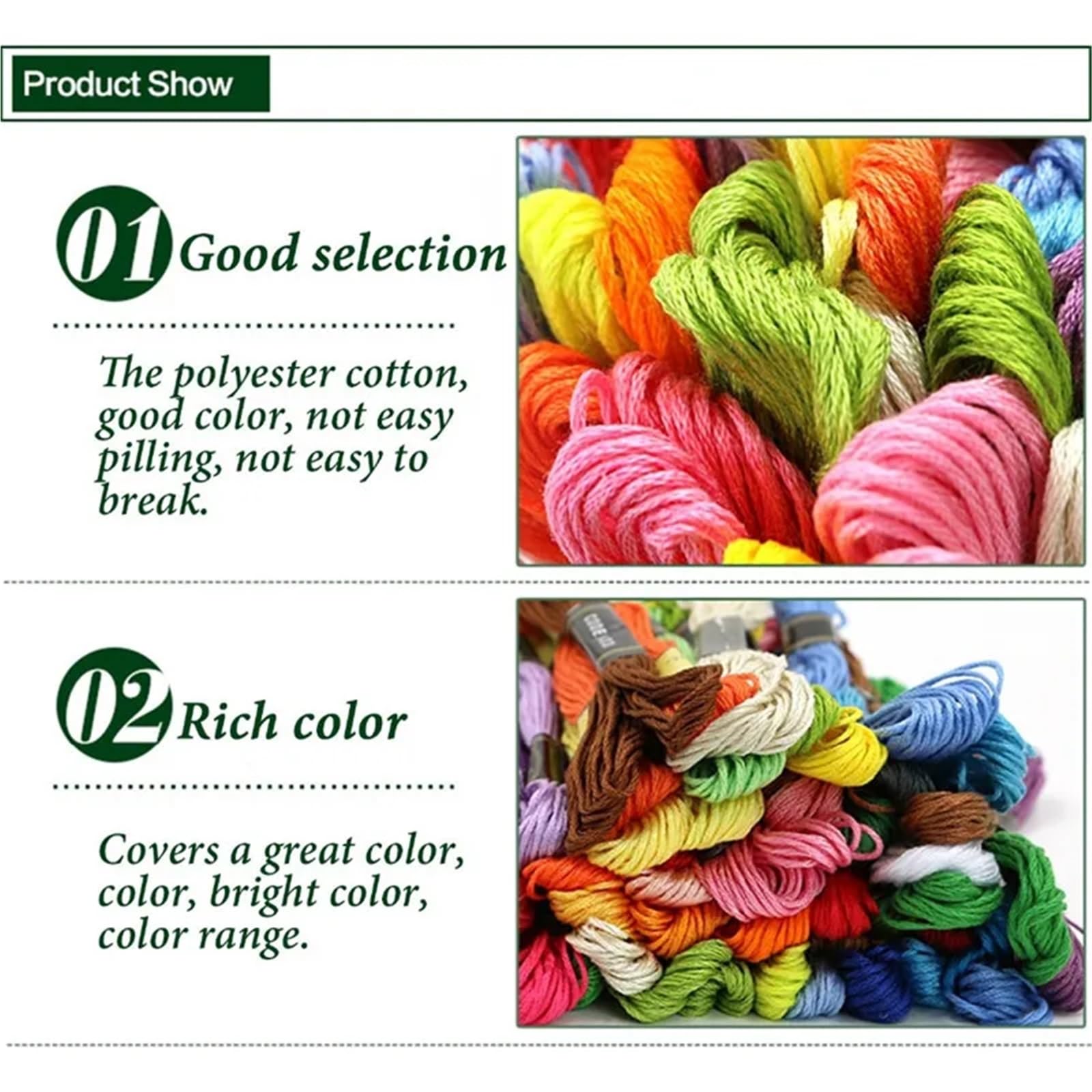 Hilo de bordado multicolor para punto de cruz, hilo de algodón, kit de madejas de costura (450 piezas)