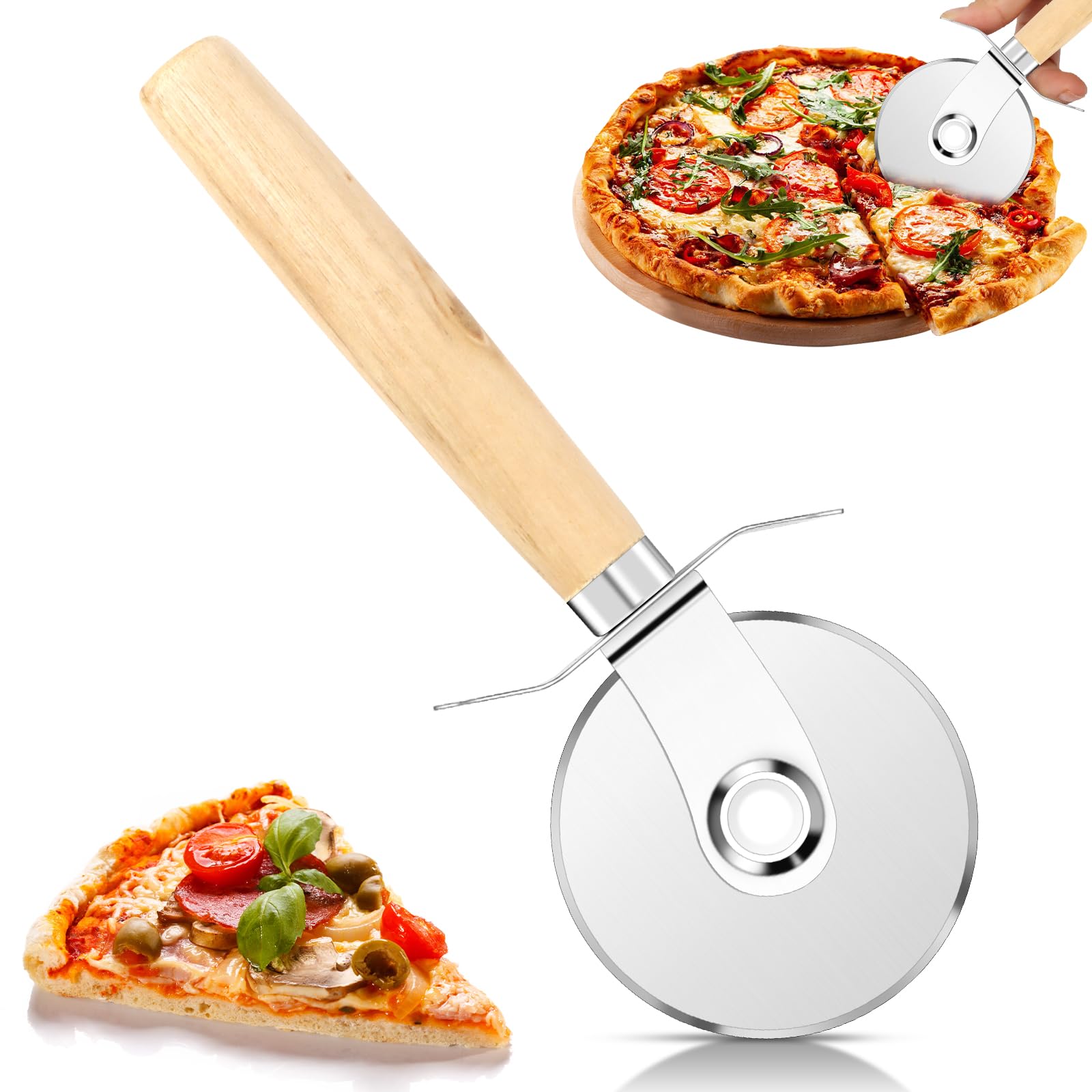 Pizza Cutter, Pizza Cutter with Stainless Steel, Pizza Cutter, Professional Pizza Cutter, Easy to Clean, for Pizza Cake and Bread, Pizza Cutter with Stainless Steel Wheel