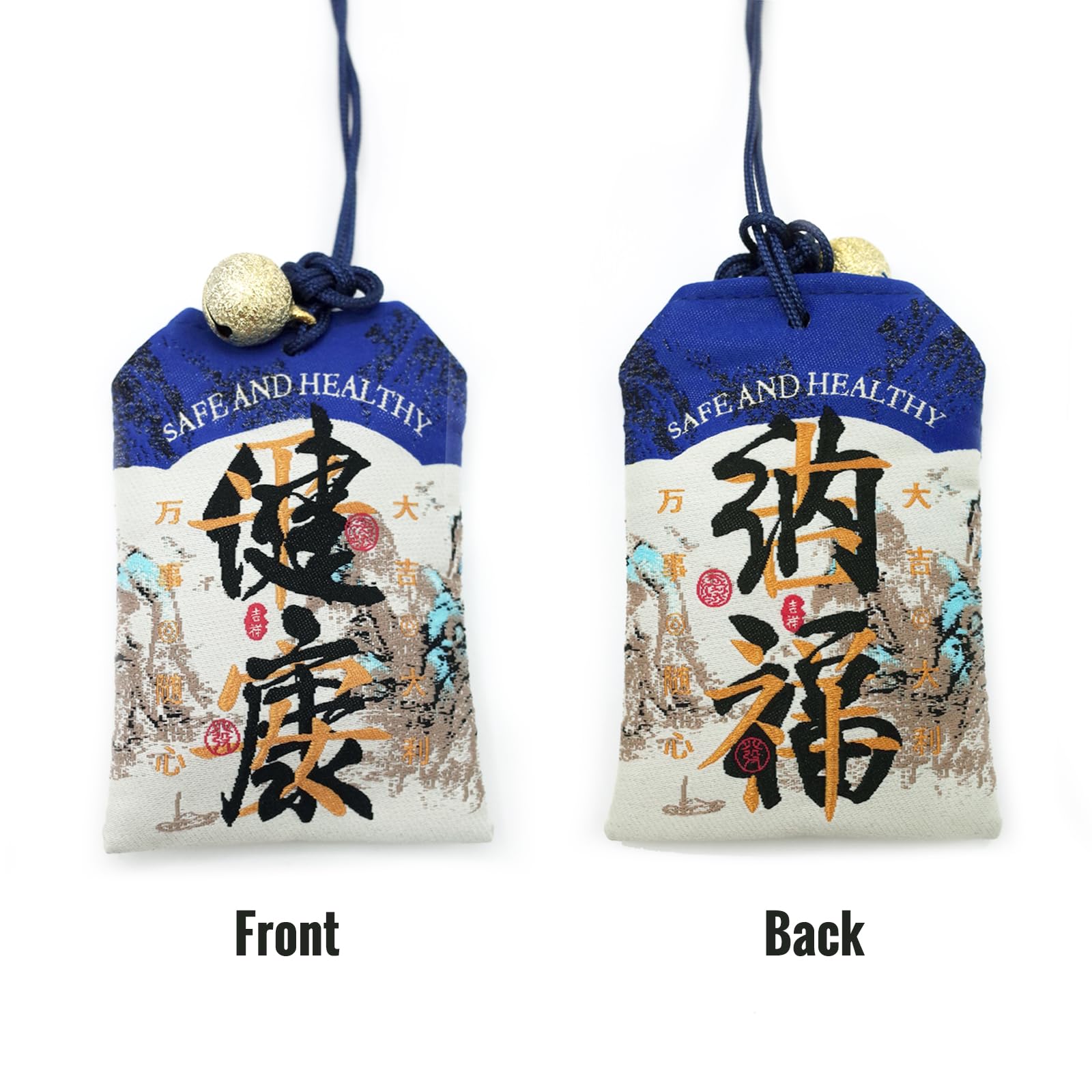 Handmade Lucky Charm Blessing Amulet for Health Fortune Wealth Love Career Good Luck Charm Bags Traditional Japanese Feng Shui Décor Blue