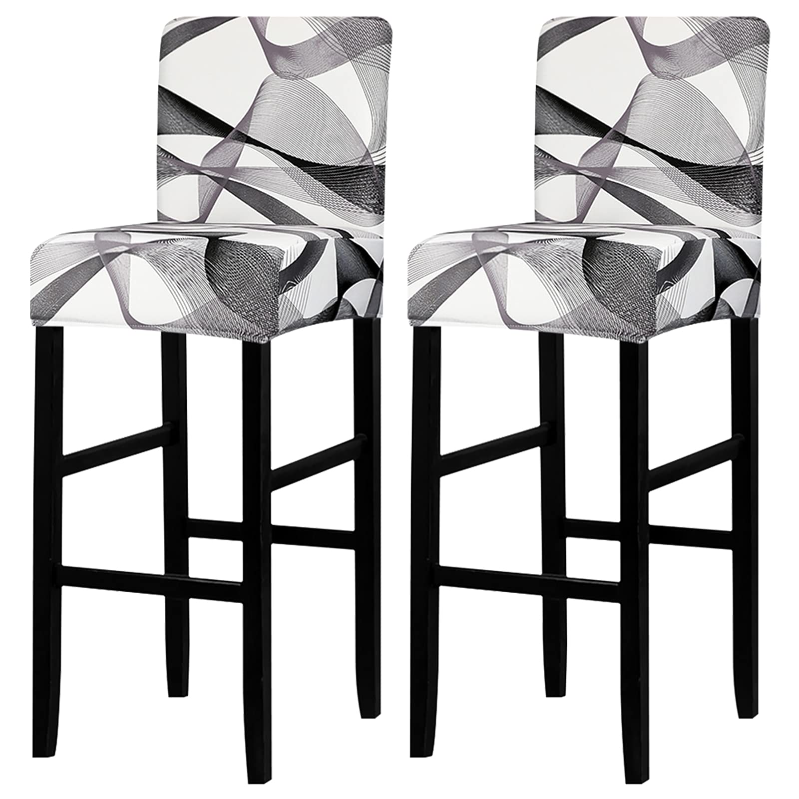 Lellen Bar Stool Chair Covers Set of 2，Jacquard Bar Stool Cover Barstool Covers Slipcovers Stretch Bar Stool Covers with Backs Bar Stool Protector Covers for Kitchen Dining Room Counter Island
