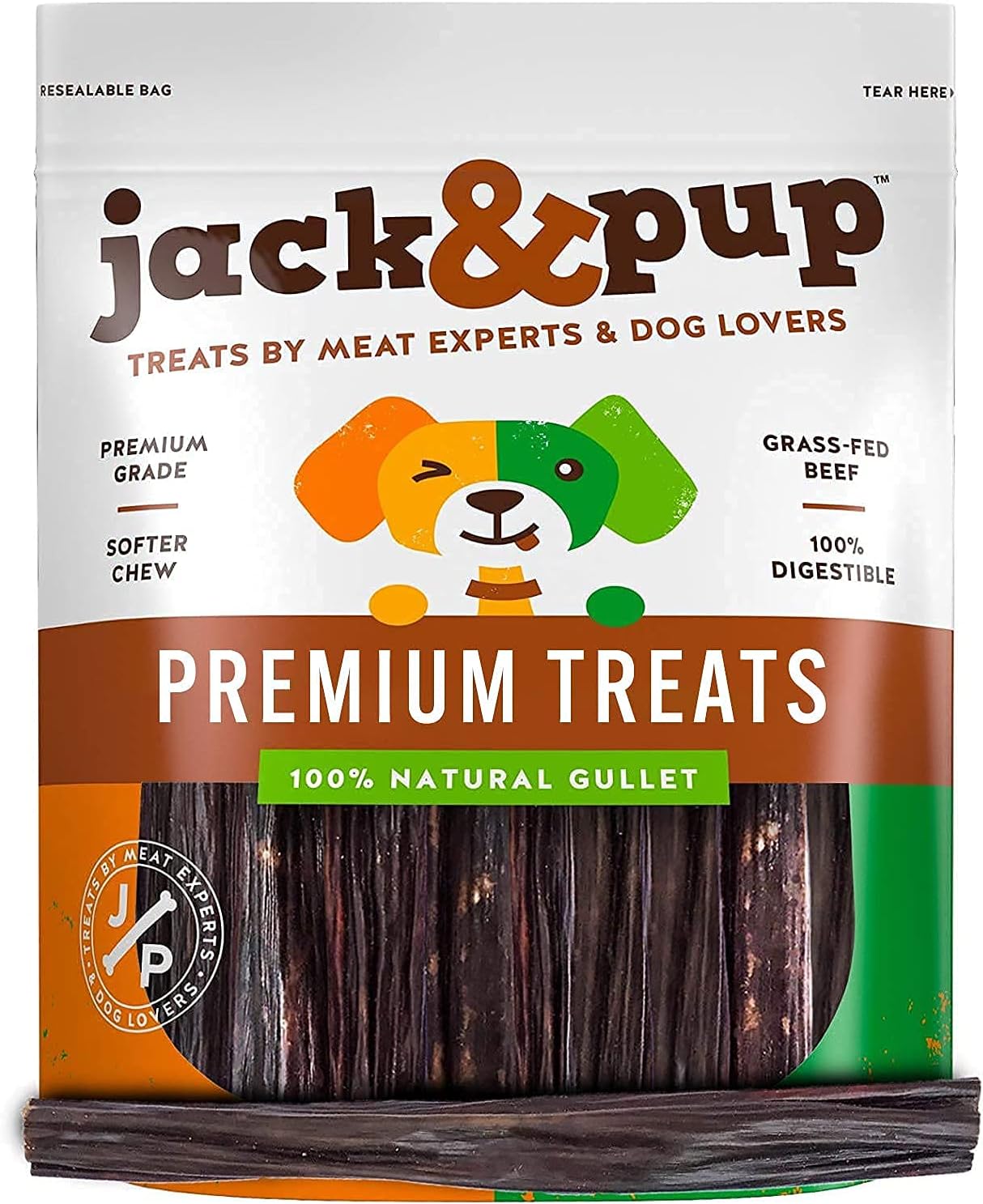 Jack&Pup 6inch Gullet Sticks for Dogs Odor Free Joint