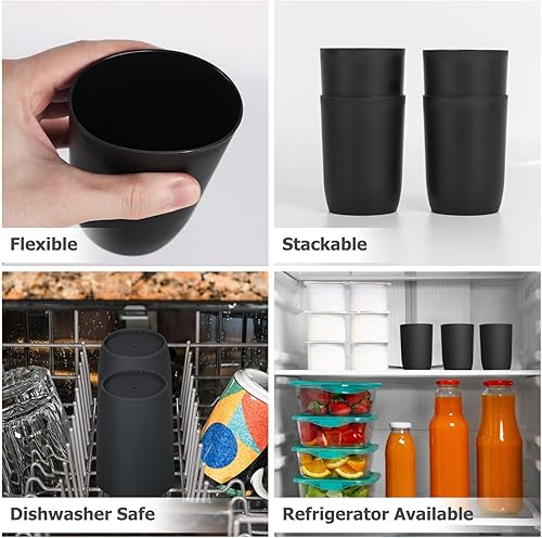 Miniatura 4 de Topsky Vasos de plástico de 10 onzas para agua, reutilizables, irrompibles, aptos para lavavajillas, juego de 4 colores surtidos (8 unidades)