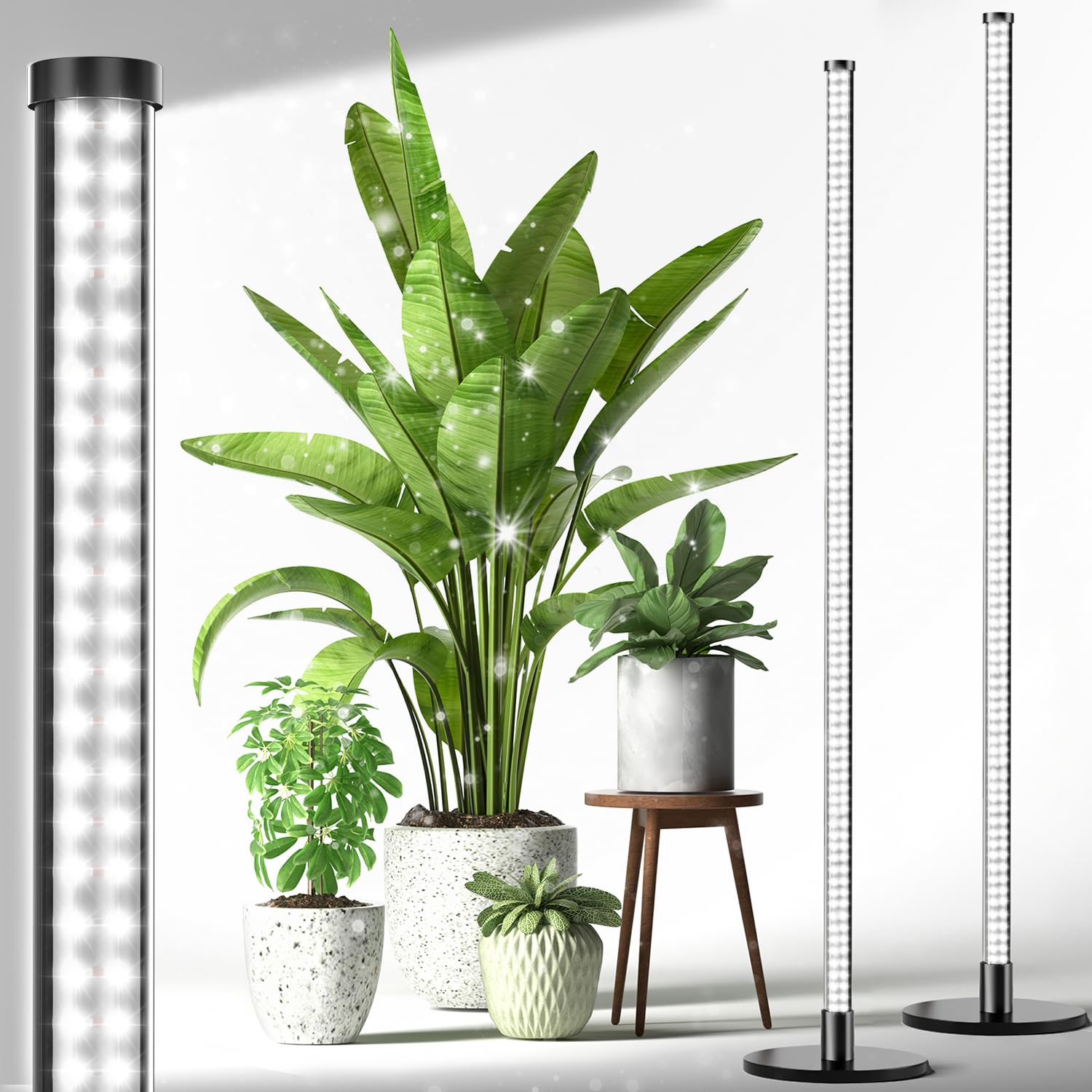 Porikg 2 Pack Grow Lights for Indoor Plants, 6000K 243 LEDs Light for Seed Starting with Full Spectrum, 45in Height Standing Plant Light, 3 Switch Modes for Wide Area Coverage in Indoor Plants