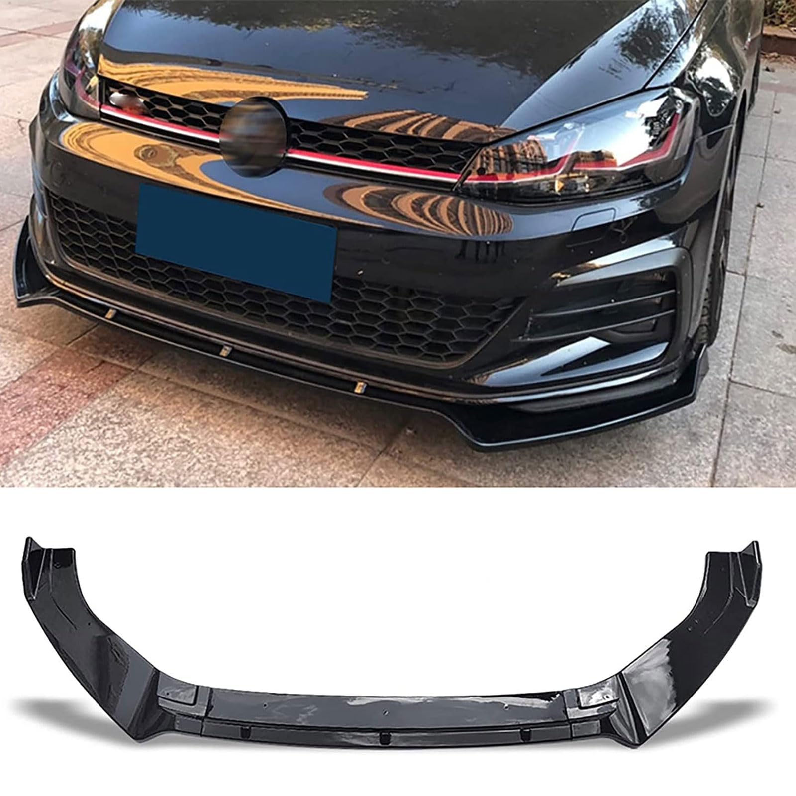 Auto Frontali Paraurti Spoiler per VW Golf 7 MK7 7.5 R GTI GTD 2014 2015 2016 2017 2018 2019, Lip Anteriore Splitter Lama Diffusore Protezione Aerodinamiche.,Black