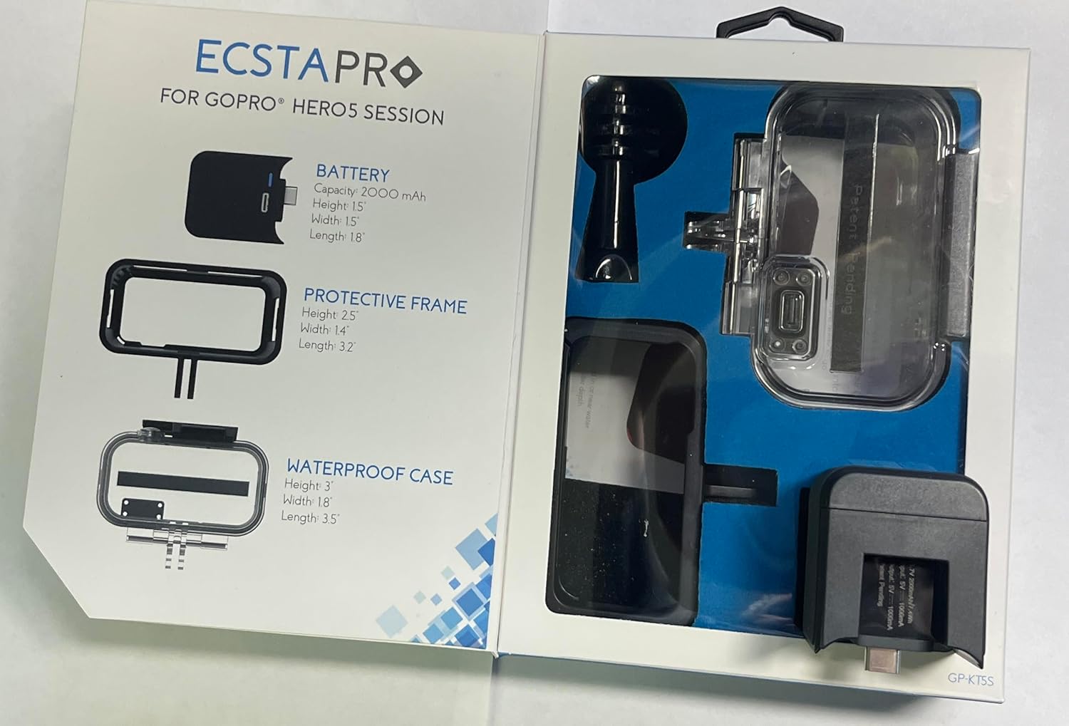 Ecstapro Sabrent Underwater Dive Housing Camera Case Tripod Adapter Frame Battery Extender Pack Compatible with GoPro Hero5 Session Type C