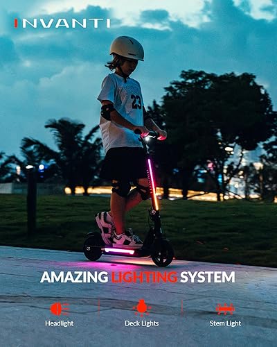 Miniatura 6 de INVANTI KS03 - Patineta eléctrica para niños de 8 años en adelante, motor de 180W, velocidad máxima de 12 mph y 10 millas, rueda sólida de 7
