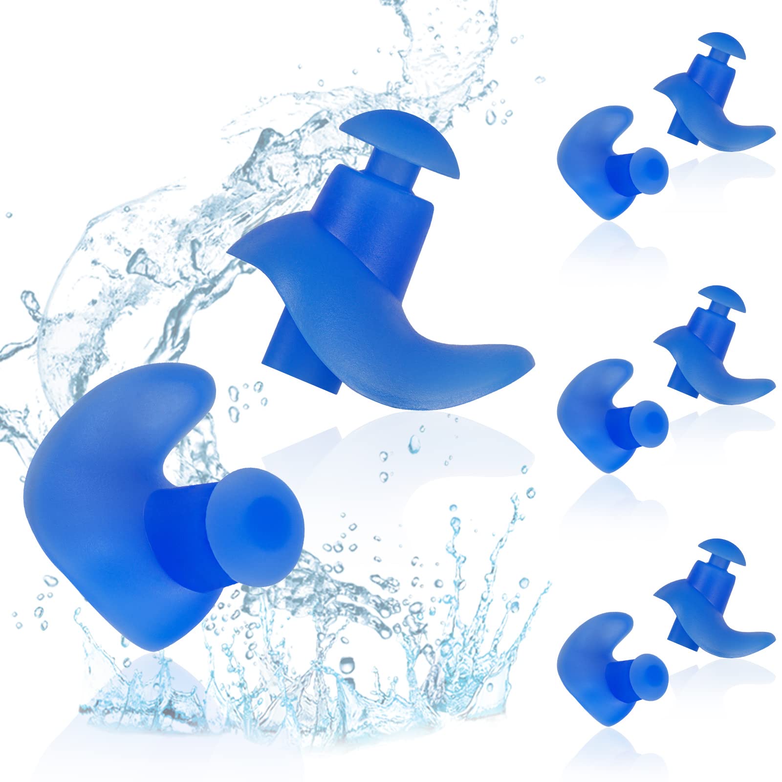 ACWOO Ear Plugs for Swimming, 3 Pair Reusable Soft Silicone Swim Earplugs with Box, Waterproof Swimming Ear Plugs for Adults Kids, Swim Ear Protection for Diving, Showering, Surfing, Pool, Sleep