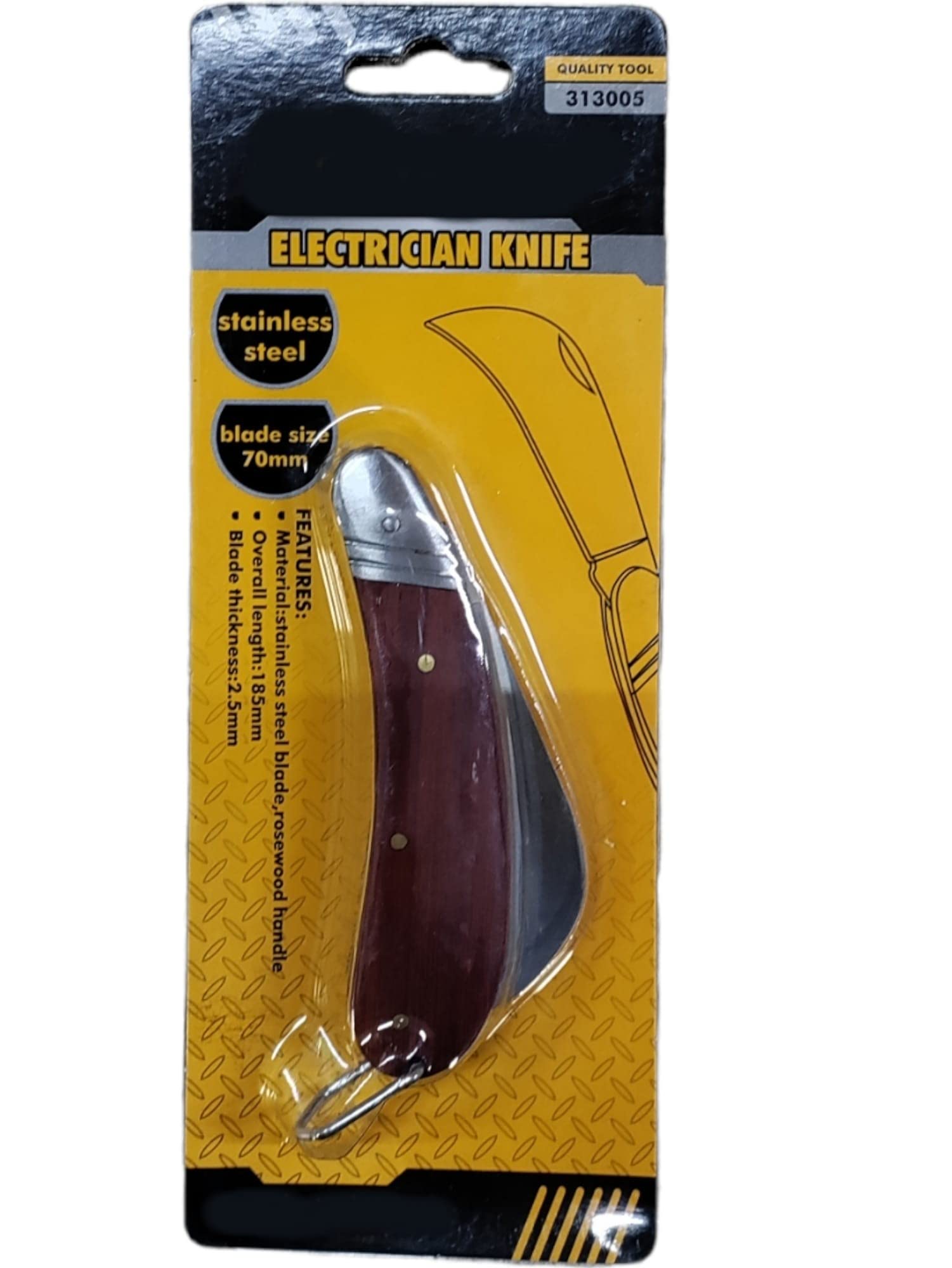 Terryshop74 Coltello richiudibile per funghi 70 mm interamente in acciaio con manico in legno chiusura di sicurezza Spessore lama 2.5mm