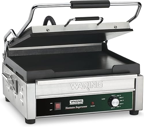 Miniatura 2 de Waring Commercial WFG275T - Parrilla plana de tostado de tamaño completo de 14 x 14 pulgadas, temporizador de cuenta regresiva de 20 minutos, 120 V,