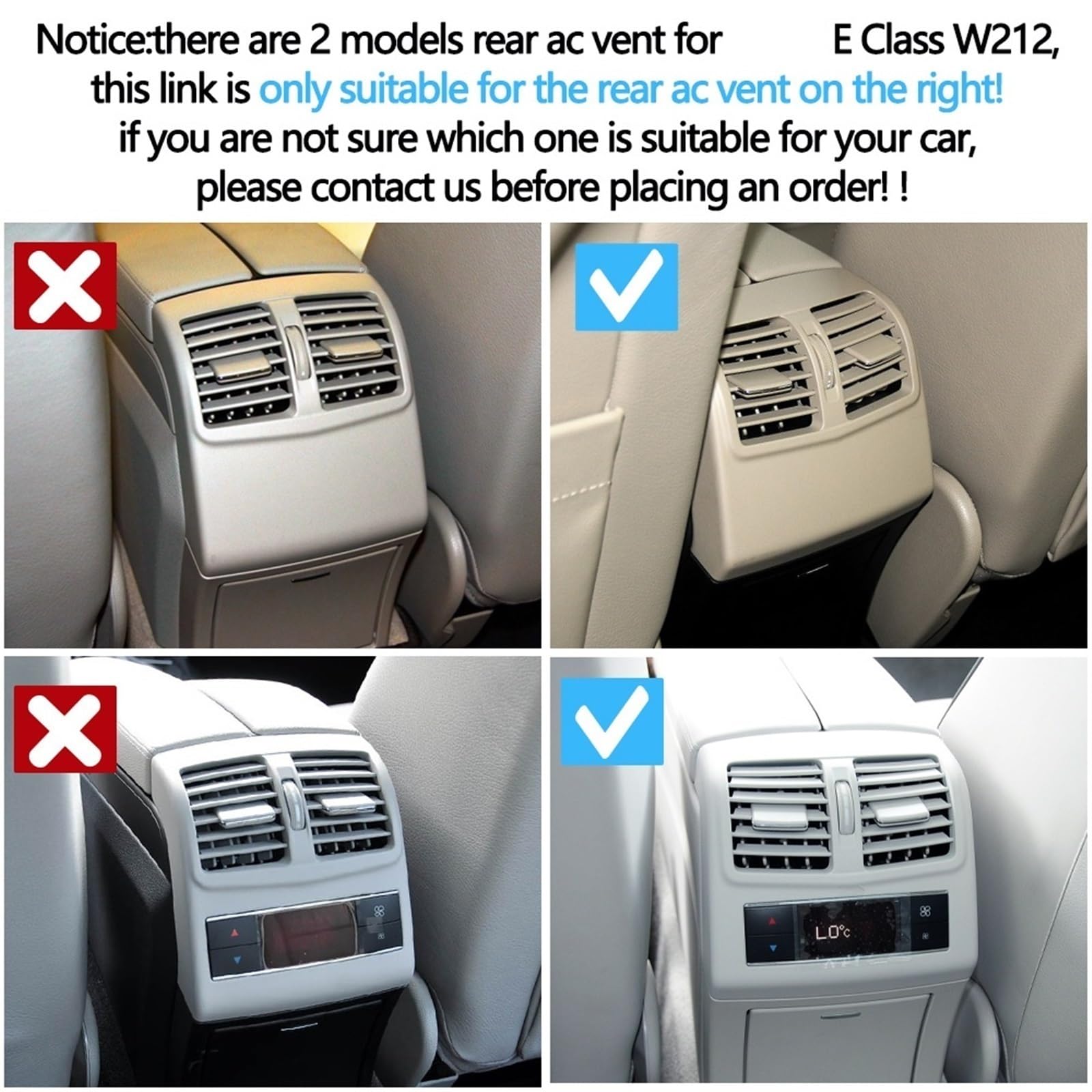 MOTOHIRO Model B Rear Air Conditioning AC Vent Grille Outet Cover Fit for Mercedes Benz W212 E Class E200 E260 E280 E300 E320 E350 E400 2012-2015 2128301354 Wylot kratki wentylacyjnej samochodu AC (S
