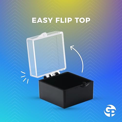 Miniatura 7 de 50 cajas de plástico duro con tapa con bisagras con fondo negro, 1 pulgada de largo x 1 pulgada de ancho x 0.75 pulgadas de alto, fabricadas en los