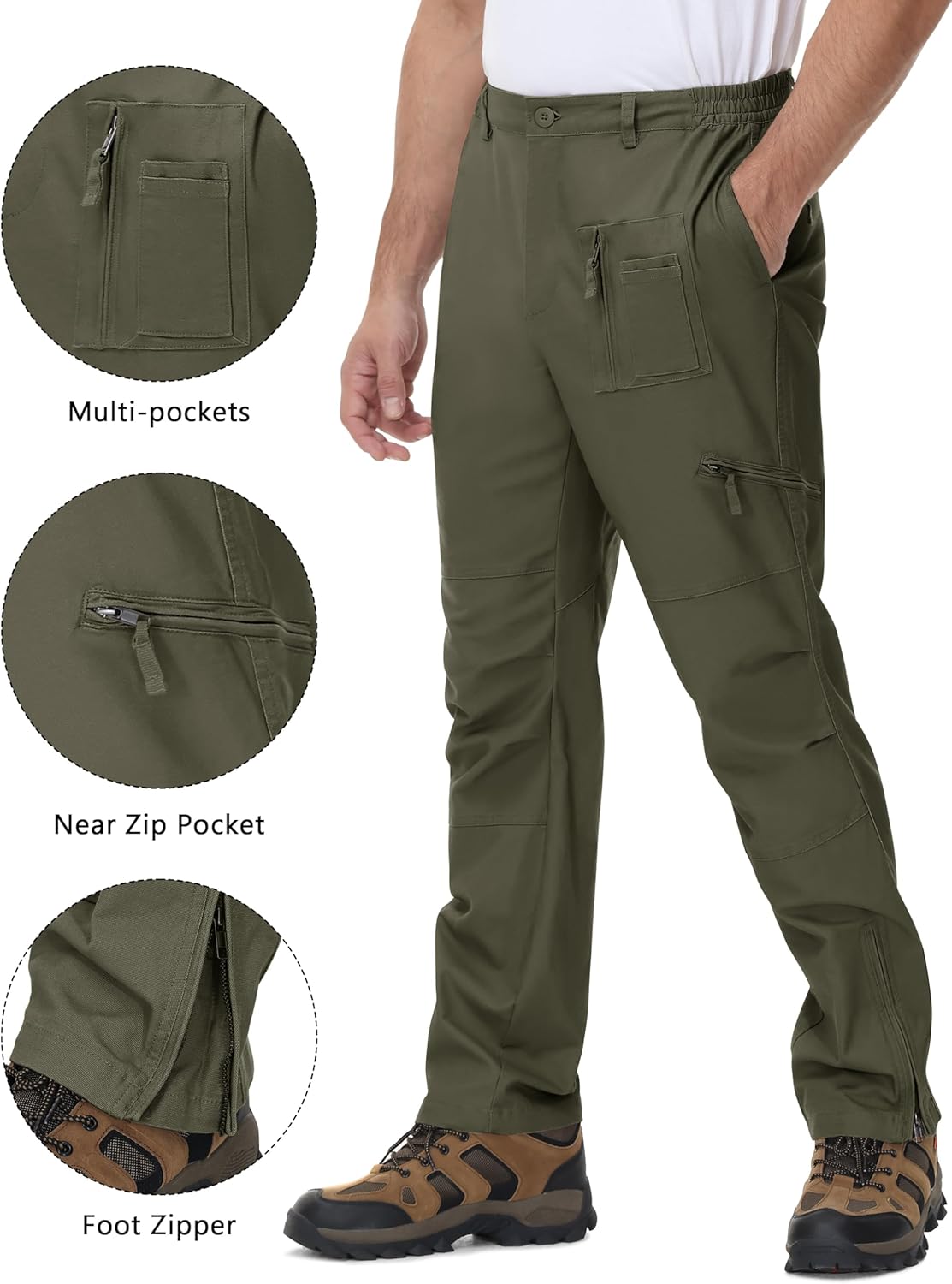 CRYSULLY Men's Cargo Pants Tactical Work Pants for Men Ripstop 9 Pockets Construction Trousers (No Belt) - Image 4