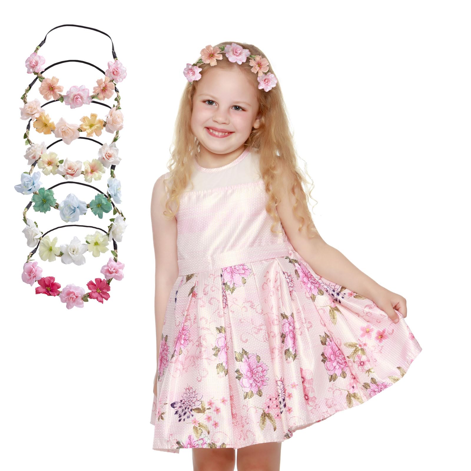 Couronne de Fleurs pour Cheveux, 6 Pièces pour Enfant, pour les Fêtes de Fin D'année, Mariages et Anniversaires sur la Plage, Cadeau Noel